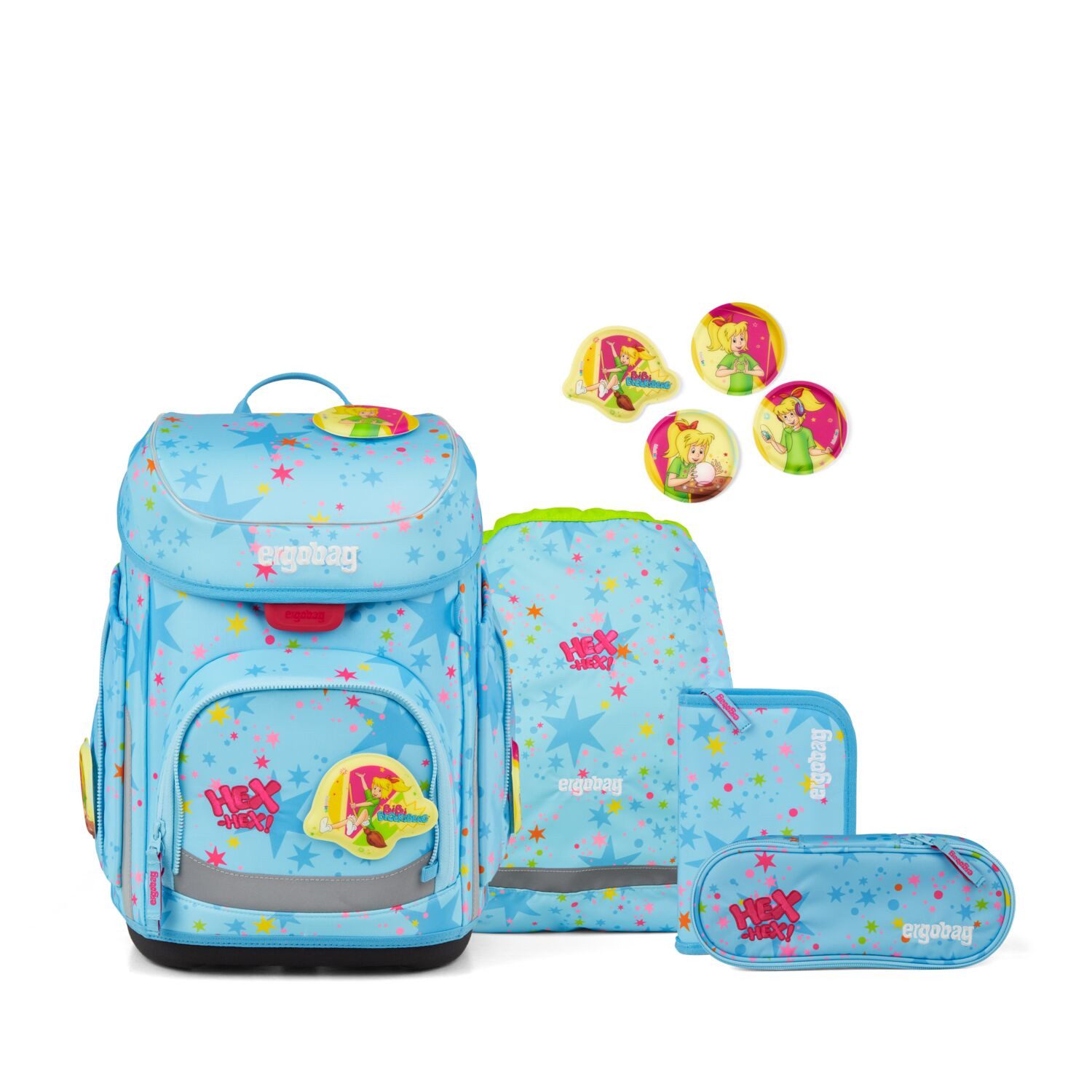 ergobag Schulranzen Schulranzen-Set CUBO Bärhext 5-teilig (5-teilig), ergonomisch, höhenverstellbar, Your-Size-System, ab 1. Klasse