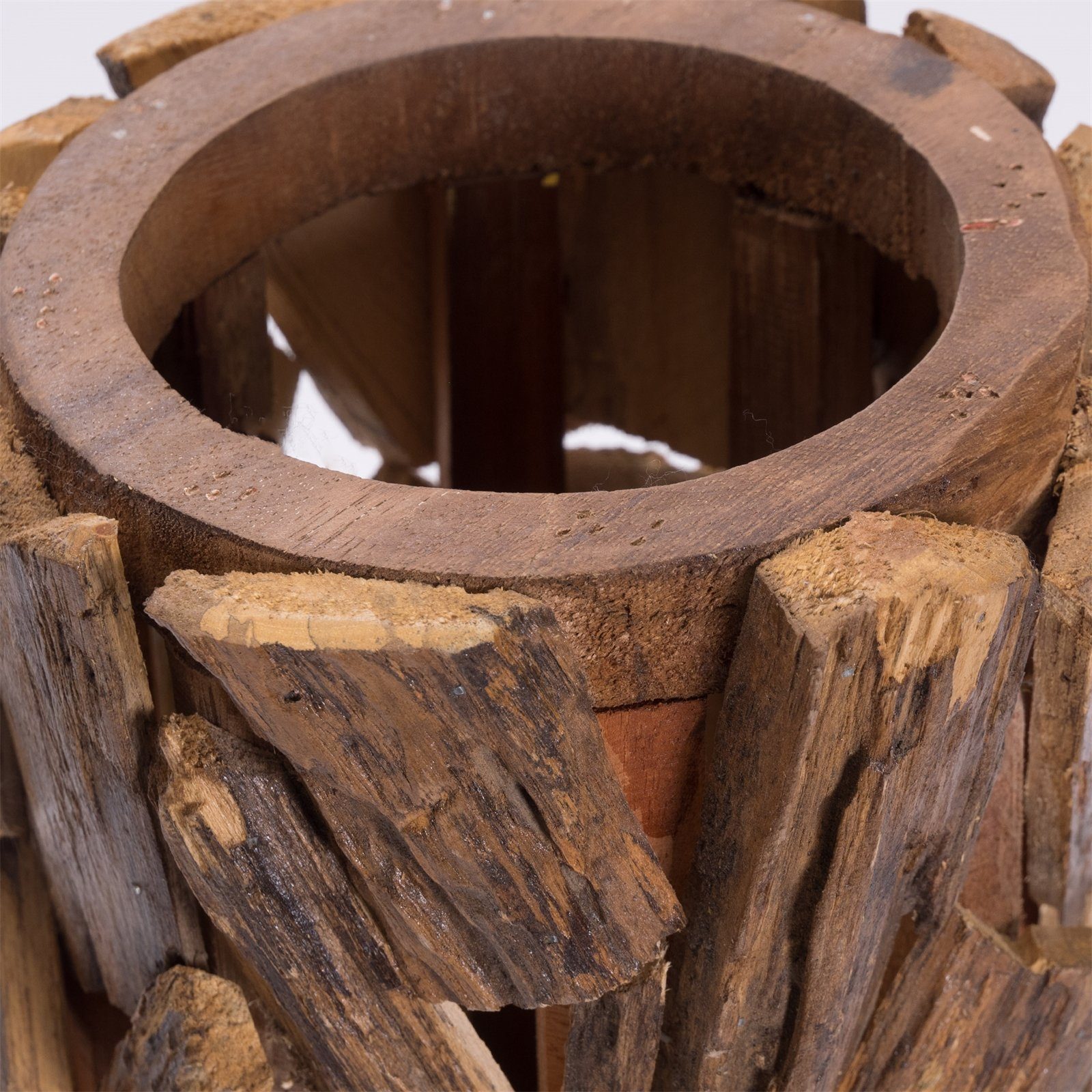 CREEDWOOD Dekosäule "VELA", Vase BODEN Holz Bodenleuchter, Teakholz, SÄULE 58 cm