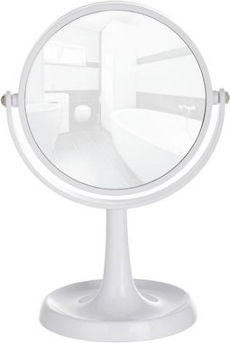 WENKO Rasierspiegel, Kosmetik Standspiegel Rosolina Weiß, Spiegelfläche 500 % Vergrößerung