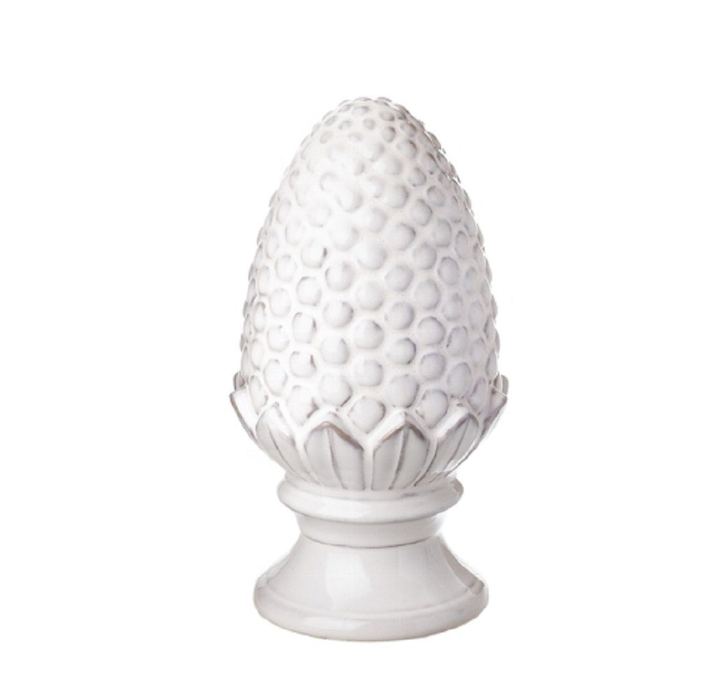 Nostalgie creme Skulptur aus Pinien cm, Zapfen Keramik 27 Linoows farbener Pinienzapfen, Dekoobjekt Dekofigur Barock Pfeilerschmuck