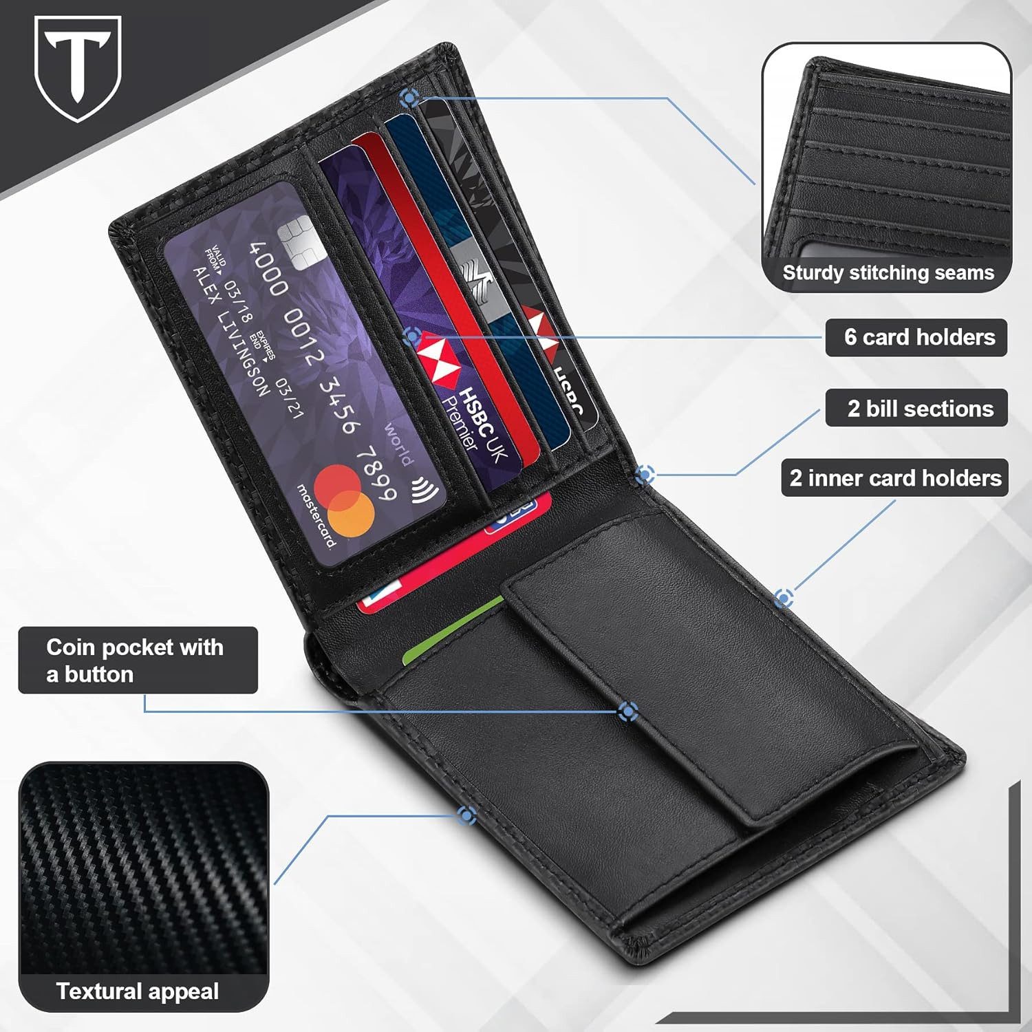 TEEHON Geldbörse Herren mit Münzfach TÜV günstig online kaufen