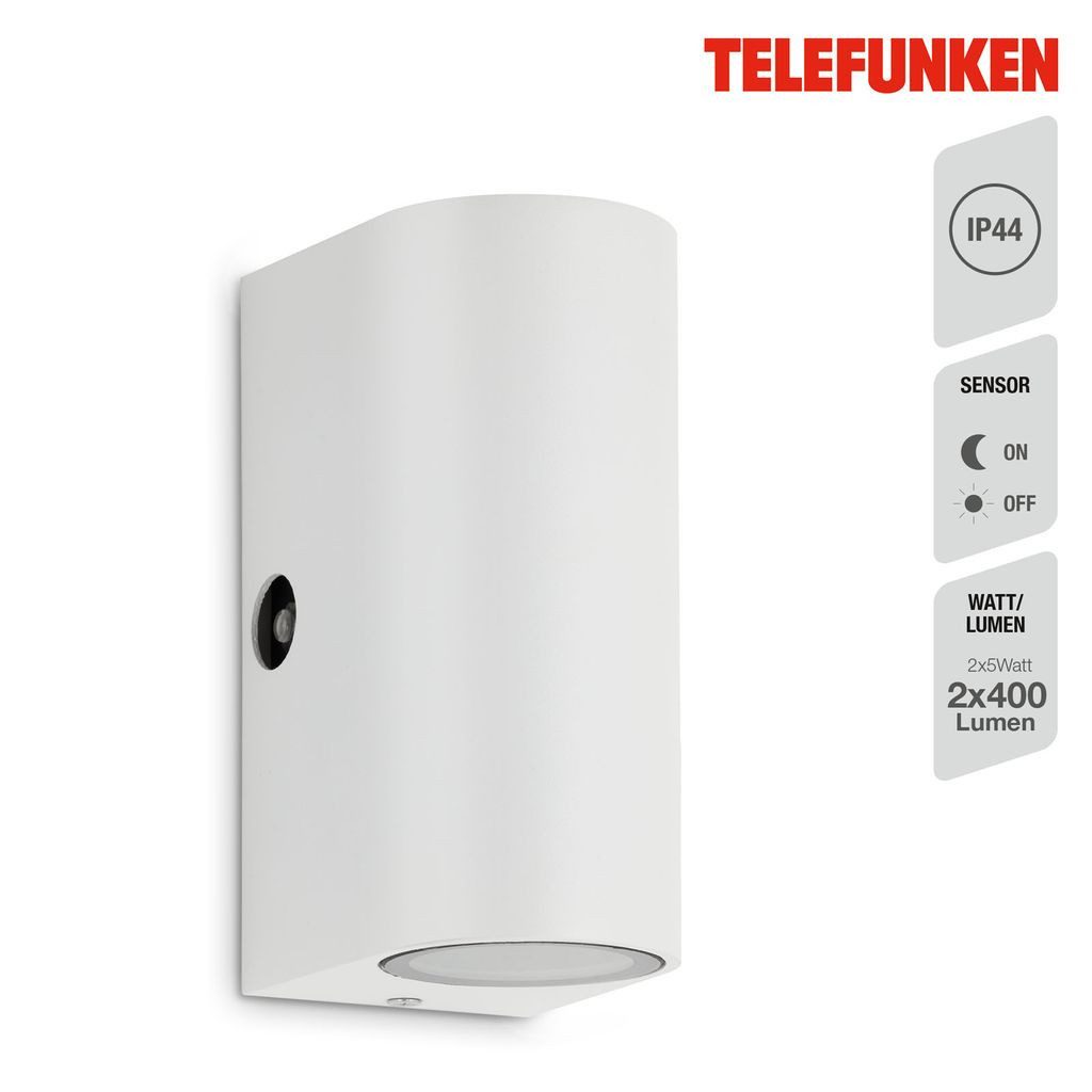 Telefunken Wandleuchte 307106TF, LED wechselbar, 2700K - Extra-Warmweiß, Außenleuchte IP44 4000K 800lm 10W 15,1x6,7x9,2cm