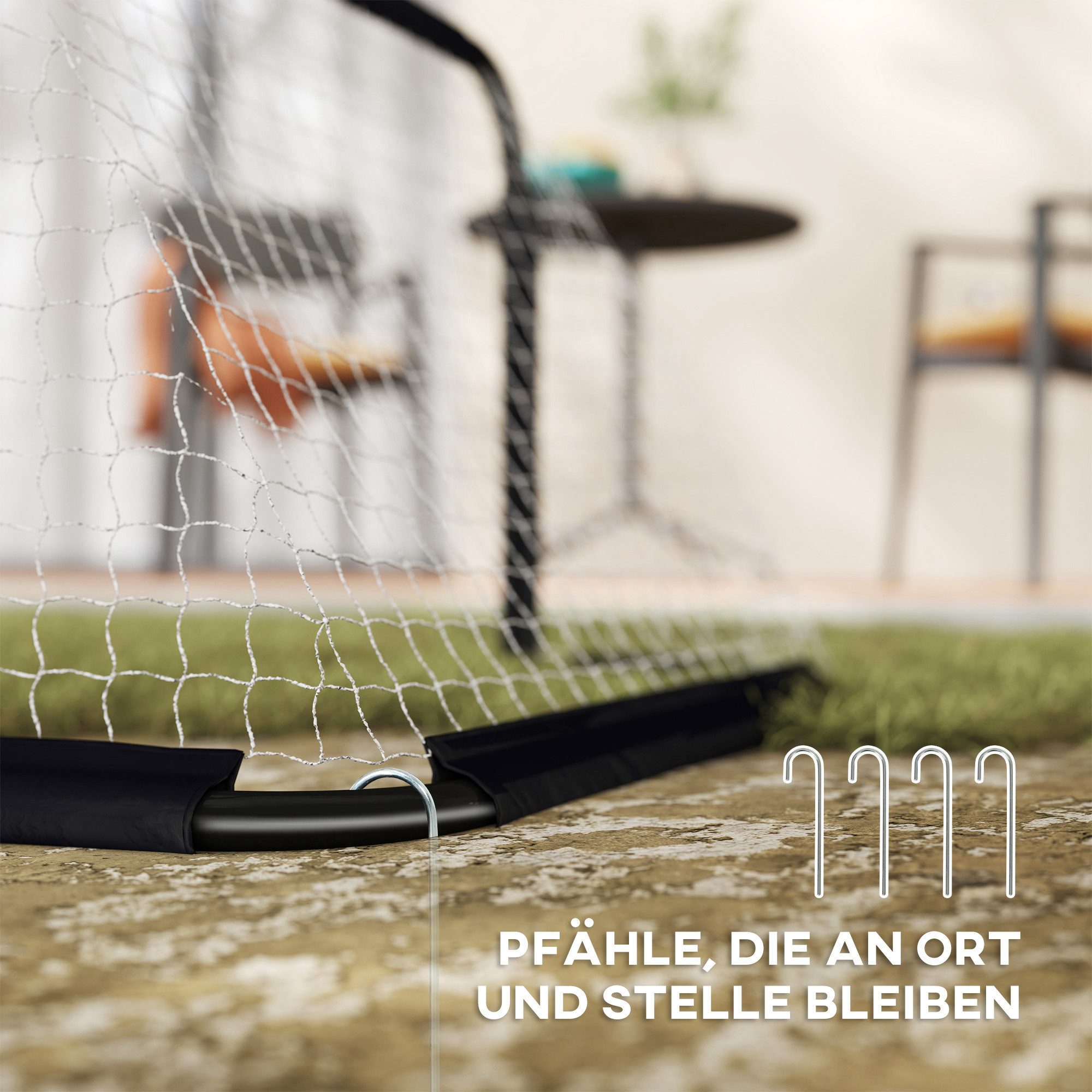 Fine Life Pro Fußballtor Fußballtor 2er Set, Klappbar mit Metallrahmen, für Kinder und Erwachsene, Garten, 90 x 36 x 60 cm, Schwarz