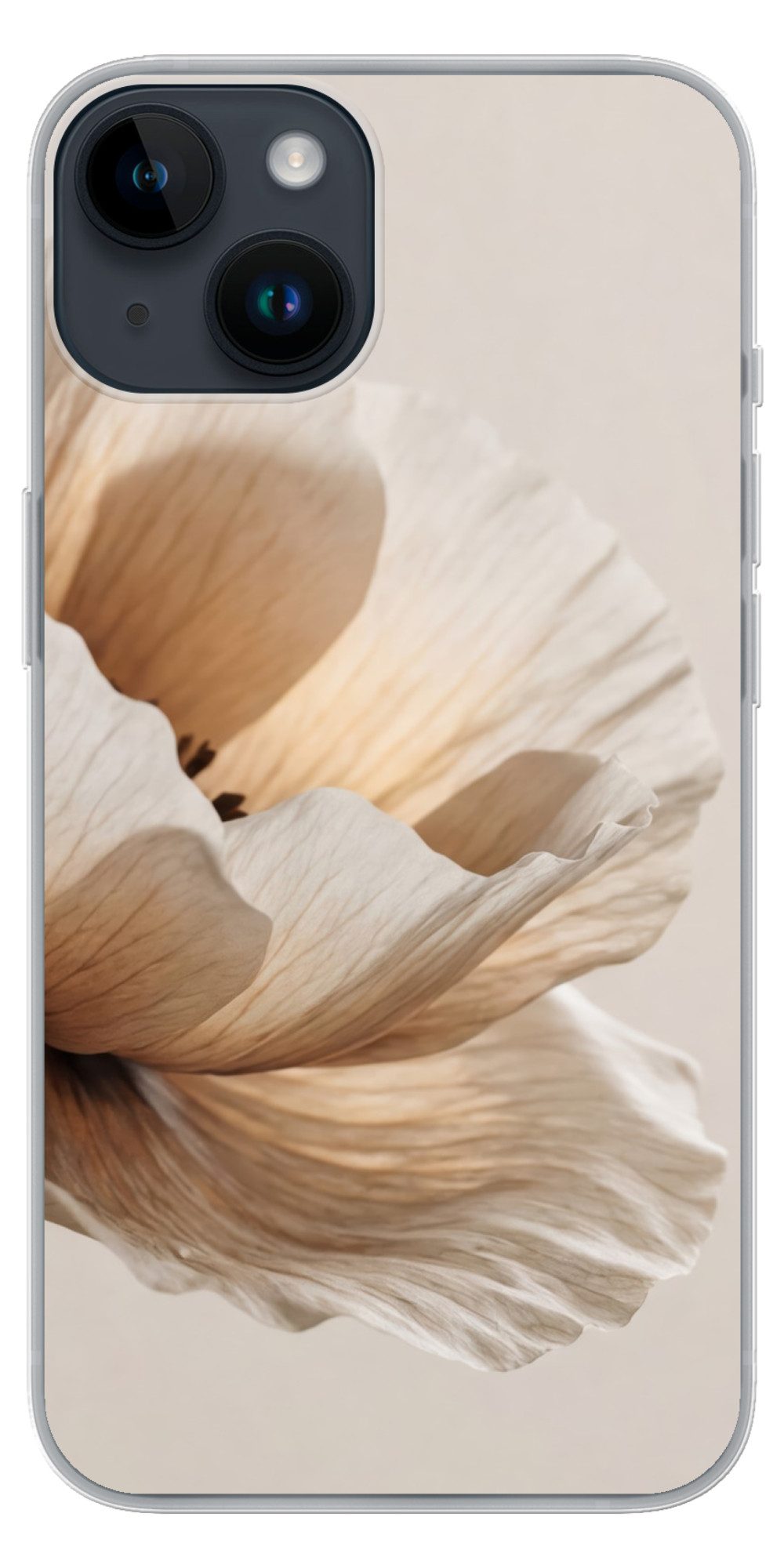 MuchoWow Handyhülle für Apple iPhone 14 Blume - Beige - Creme, Smartphone-Bumper, Print, Handy Schutzhülle Dünn