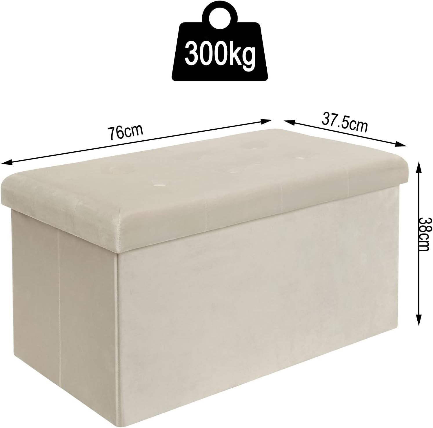Woltu Sitzhocker (1 St), mit Stauraum, Sitzbank faltbar, aus Samt, 76x37,5x38 cm