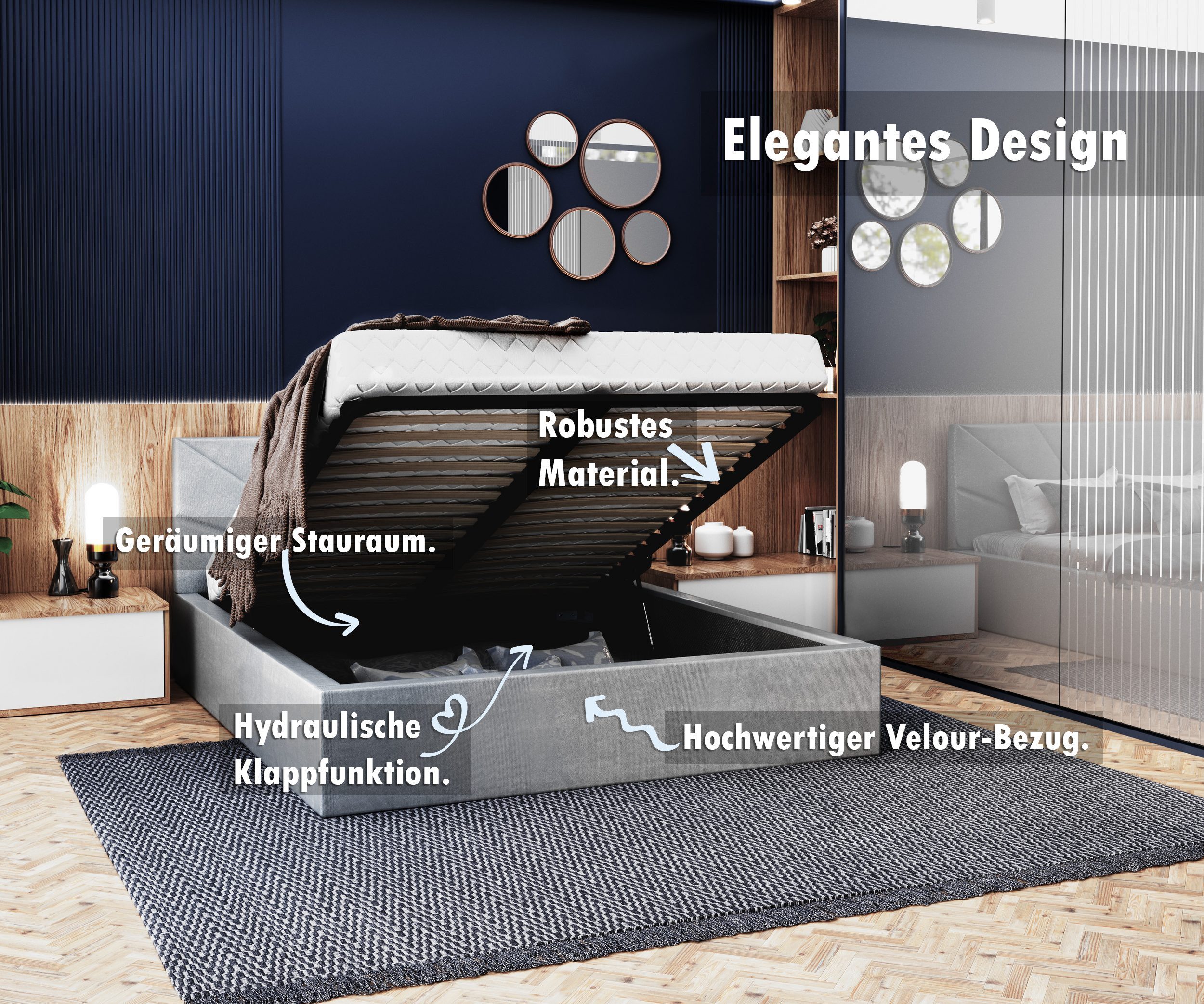 thematys Polsterbett Stauraumbett mit Velours 90x200, 120x200, 140x200, 160 günstig online kaufen