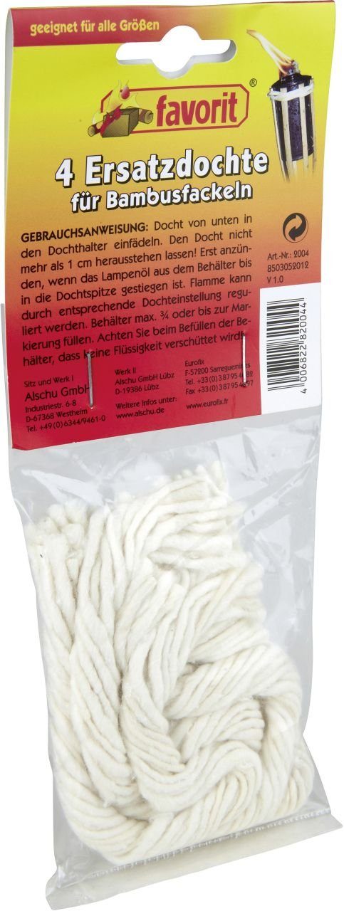 favorit Gartenleuchte Favorit Ersatzdochte für Bambusfackeln, 4er Pack