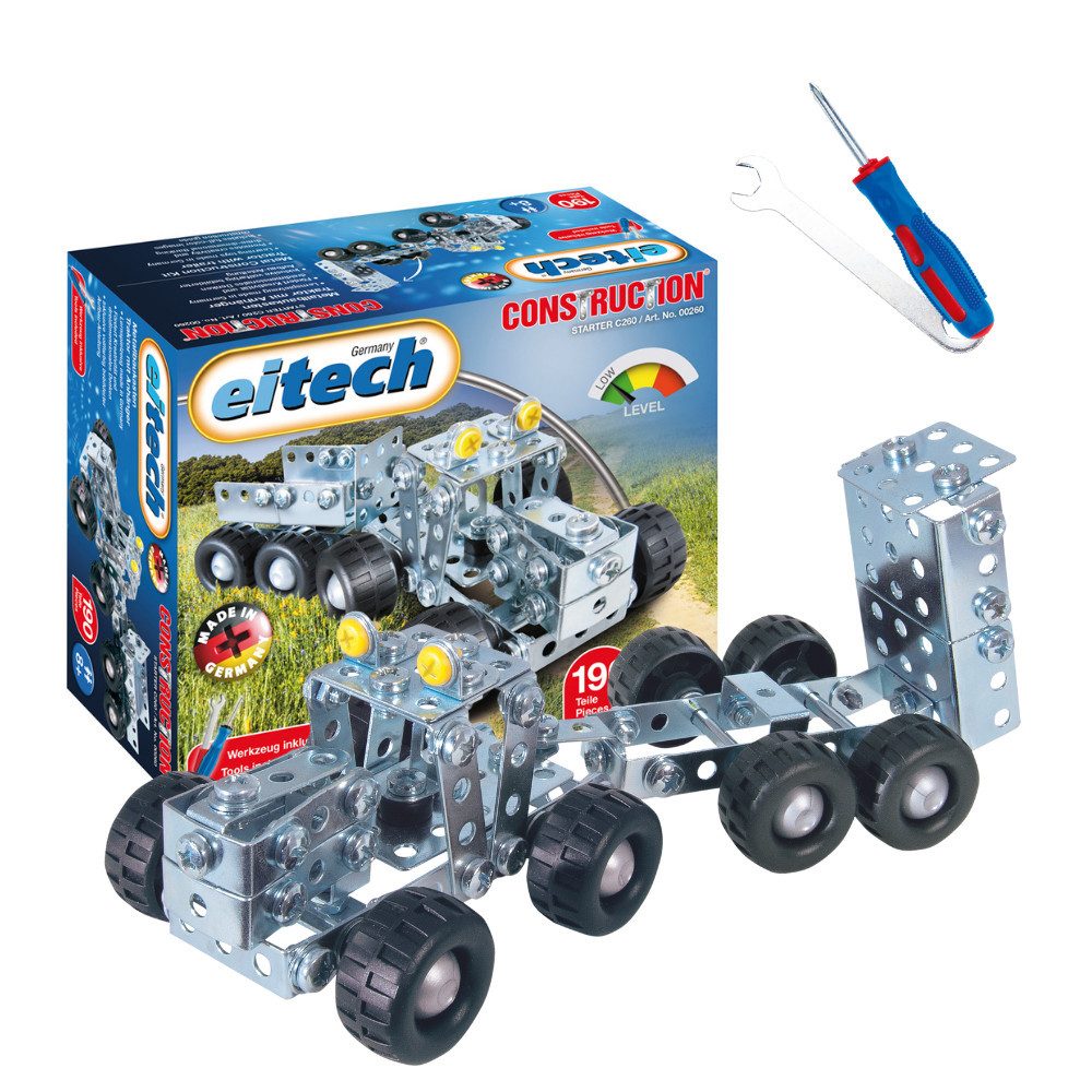 Eitech eitech Kleiner Traktor mit Anhänger 00260 Metallbaukasten, (Konstruktionsspielzeug, 190 St., Bausatz), Stabilbaukasten, Made in Germany