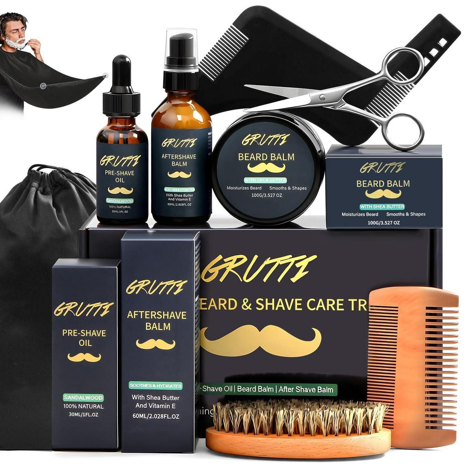 LuxusKollektion Rasierset Bartpflege-Set Herren Blau Geschenkset