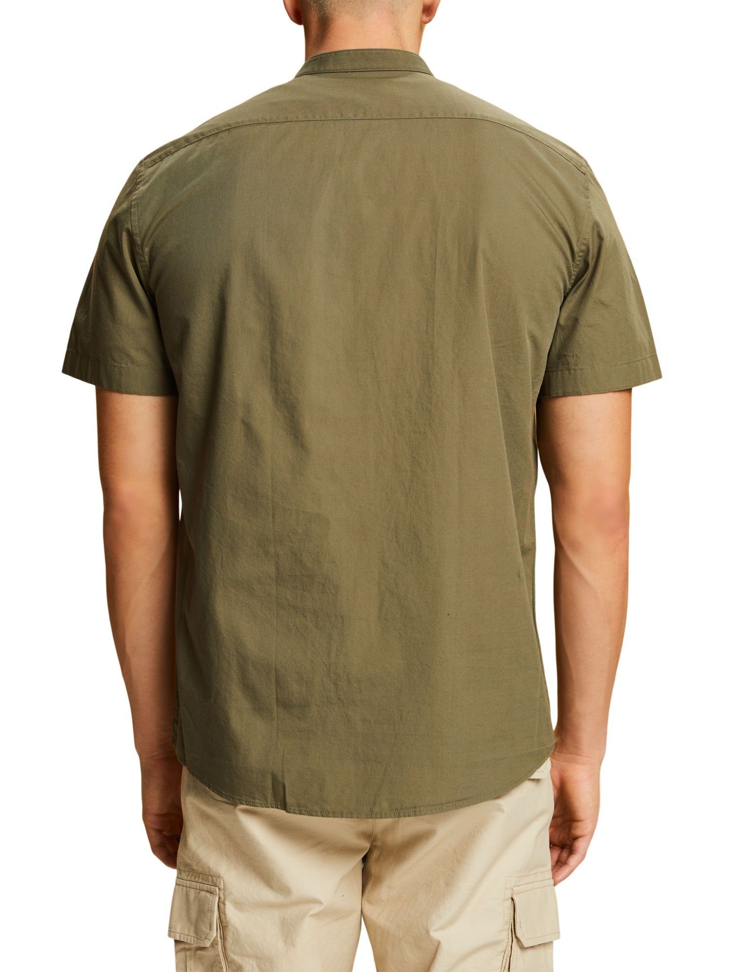 GREEN Baumwollhemd KHAKI mit Kurzarmhemd Stehkragen Esprit