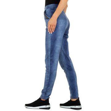 Ital-Design Leggings Damen Freizeit Jeansstoff Stretch Jeggings in Blau