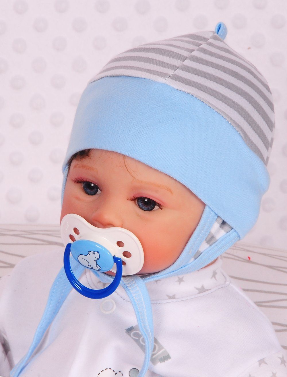 La Bortini Erstlingsmütze Mütze für Neugeborene Babymütze Baby Haube 32 34 36 38 aus reiner Baumwolle