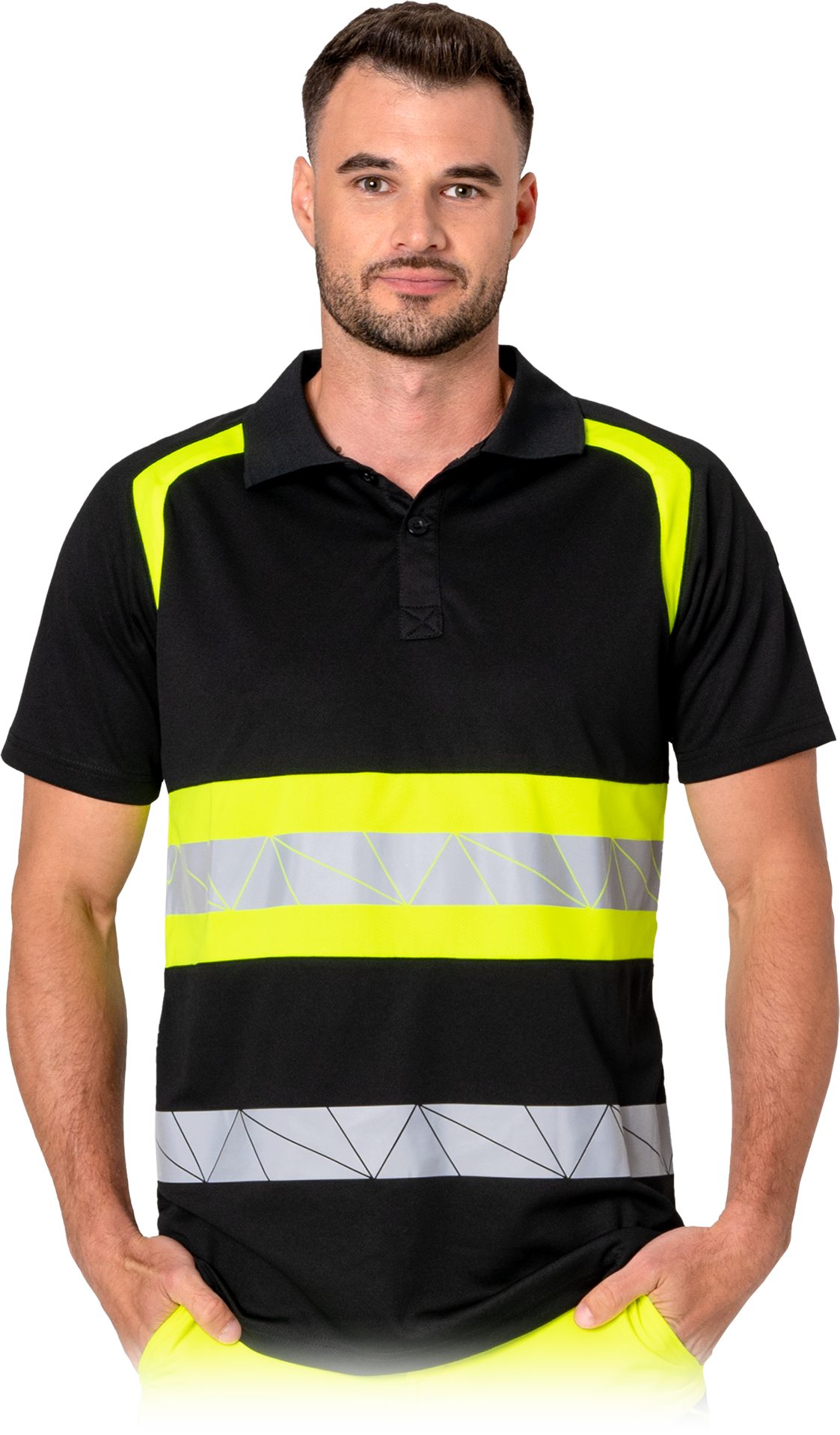 Reis Poloshirt Warnhemd T-Shirt Kragen Polohemd aus Netzstoff