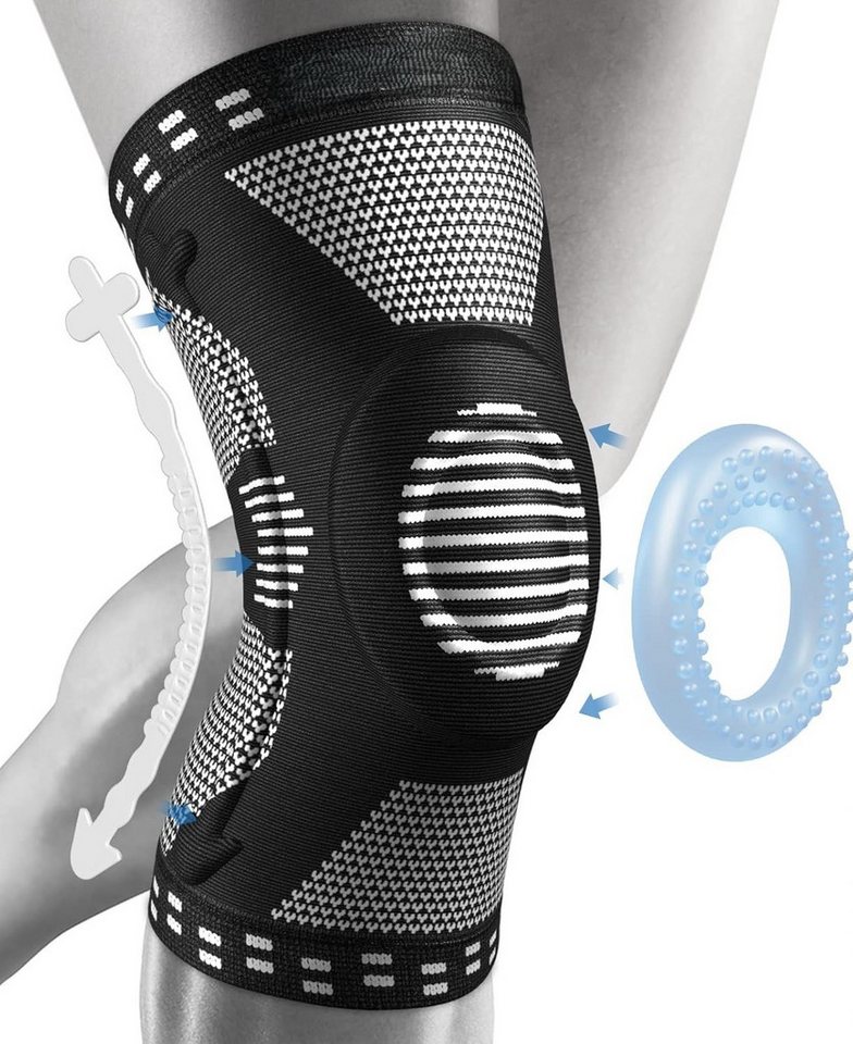 NEENCA Kniebandage Kniebandage Schwarz mit Patella-Pad & Stabilisatoren für Sport Alltag (Einzelbandage für Sport, Alltag & Rehabilitation, Kniebandage Black mit Gelenkschutz & Patella-Stütze), Kniebandage blau mit Patella-Pad, Kompression & Gelenkstabilität