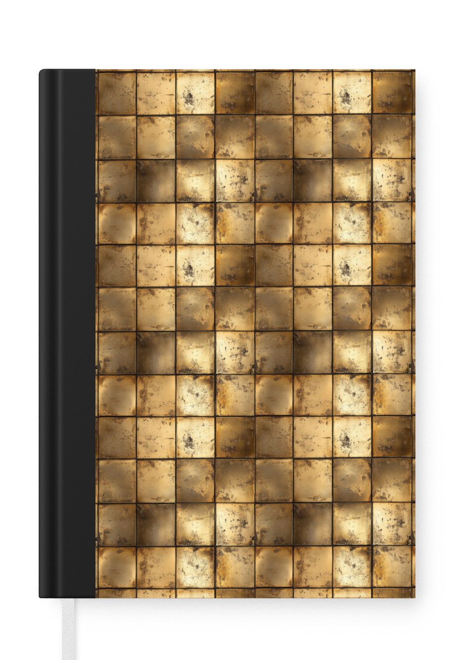MuchoWow Notizbuch Geometrisch - Kacheln - Gold, Notebook, Notizblock a5, Tagebuch, Journal Liniert