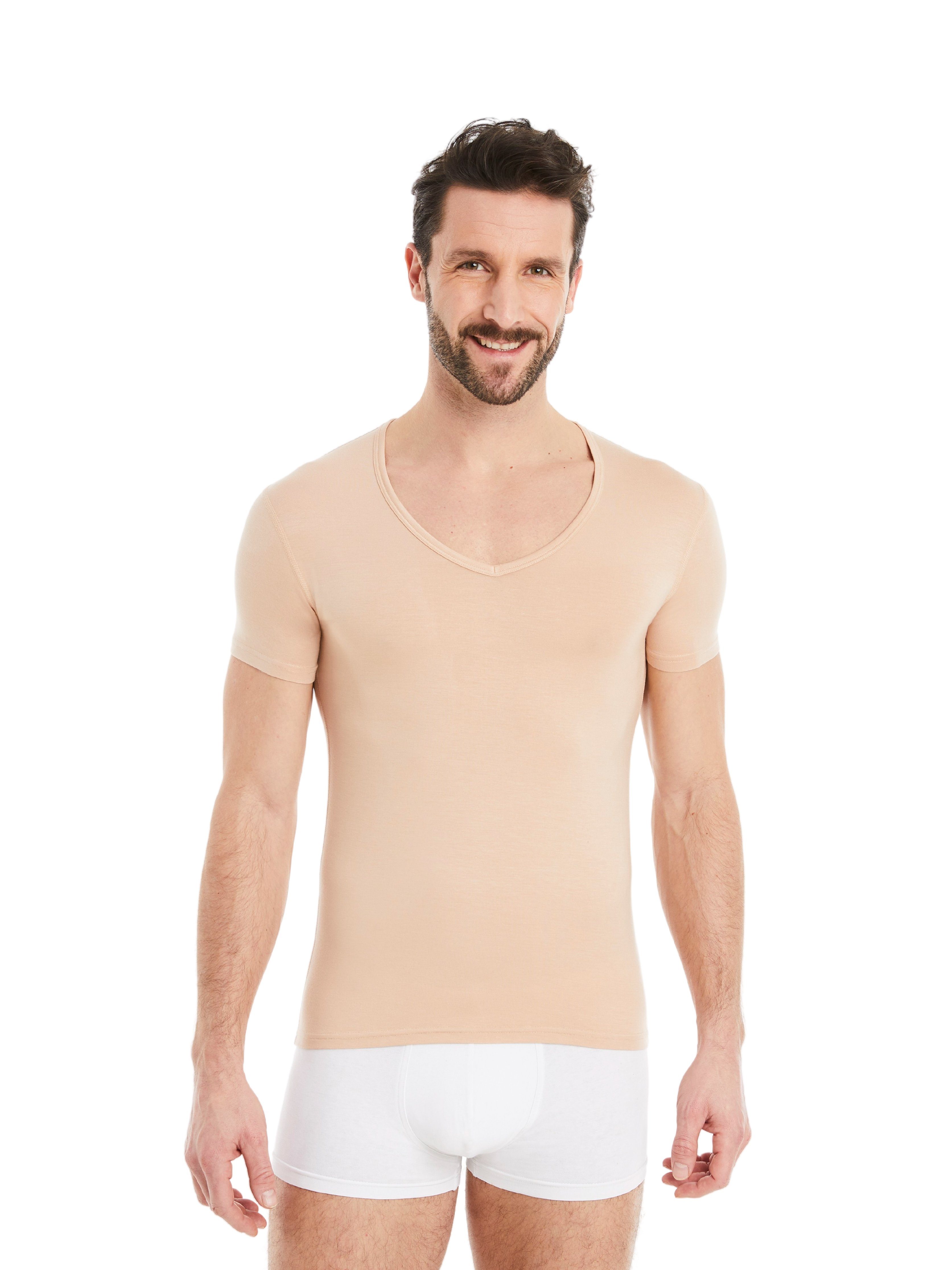 Unterhemd Business Unterziehshirt Herren Kurzarm mit V-Ausschnitt
