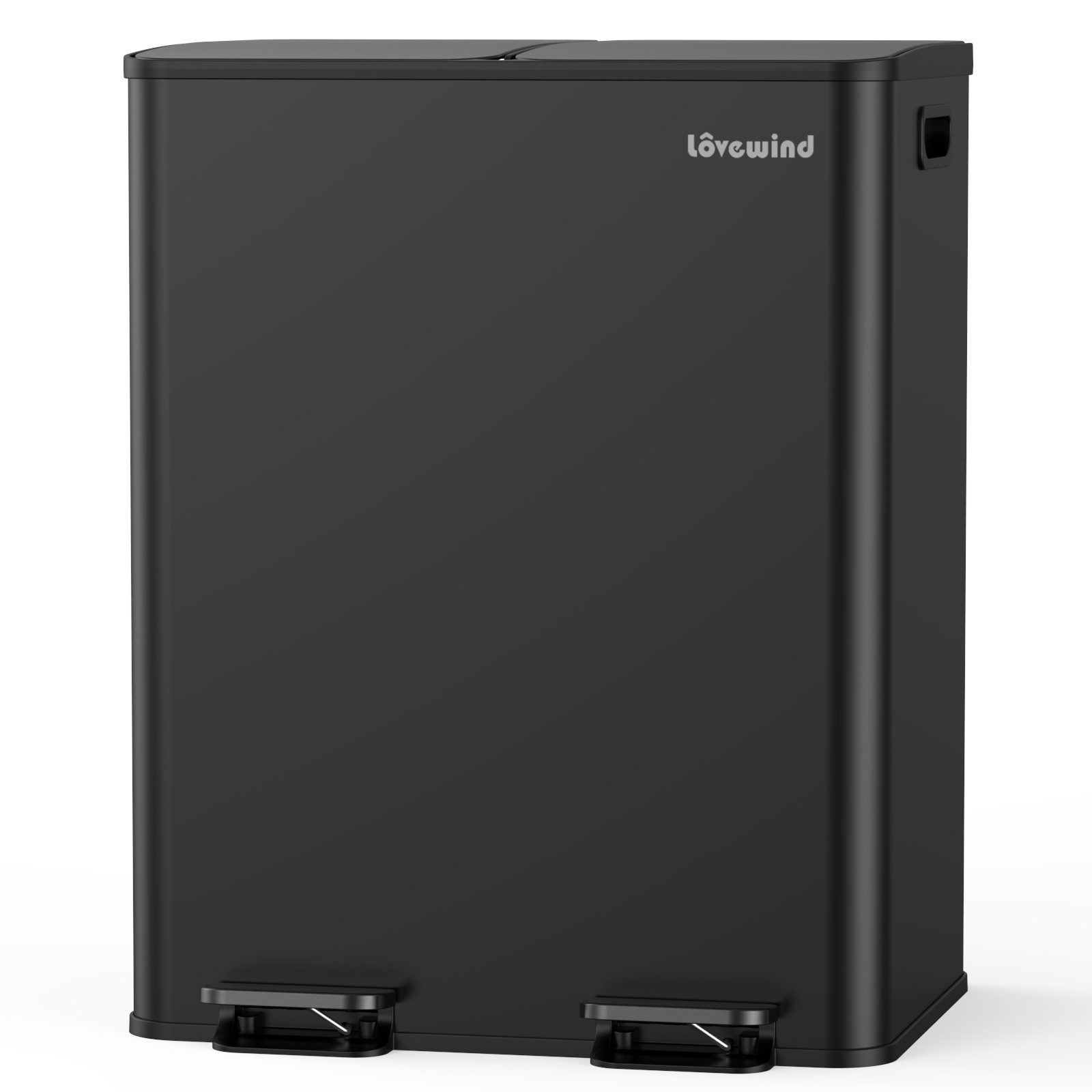 Lovewind Mülleimer Mülltrennsystem 2 Fächer 60 L Küche 2 × 30 L Treteimer Edelstahl, Mülltrennung 2 Fächern Soft-Close Deckel Anti-Fingerprint Edelstahl