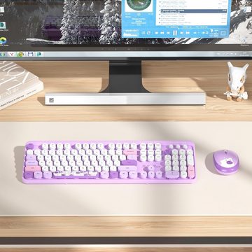SOLIDEE Automatischer Schlafmodus für langanhaltende Akkulaufzeit Tastatur- und Maus-Set, Lebendiges Design, einfache Bedienung, leise Maus, Multimedia-Hotkeys