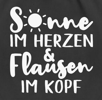 Shirtracer Turnbeutel Sonne im Herzen und Flausen im Kopf, Sprüche Statement mit Spruch