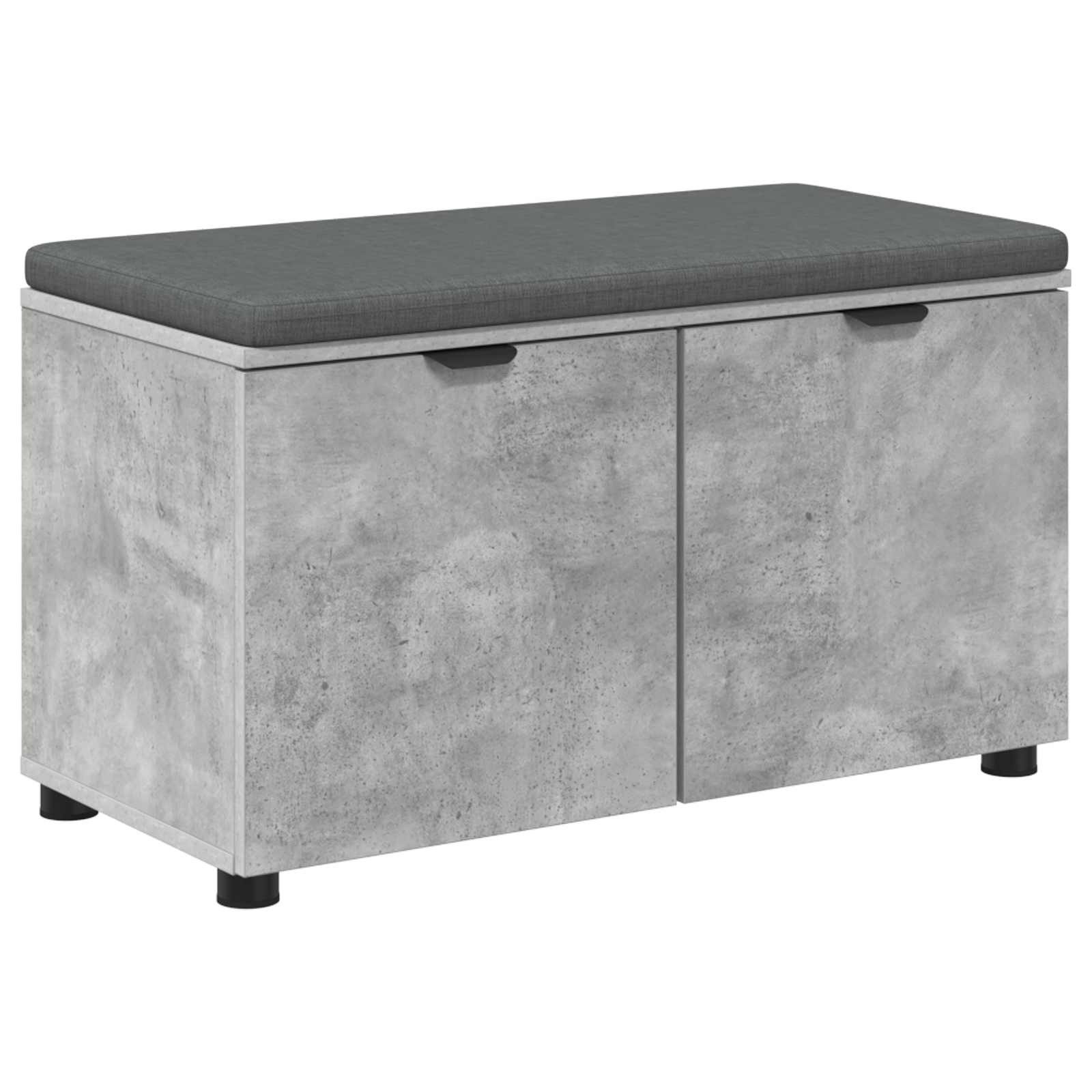 vidaXL Sitzbank Flurbank mit Kissen mit Regal mit Tür Betongrau 80 x 38 x 46 cm (1-St)