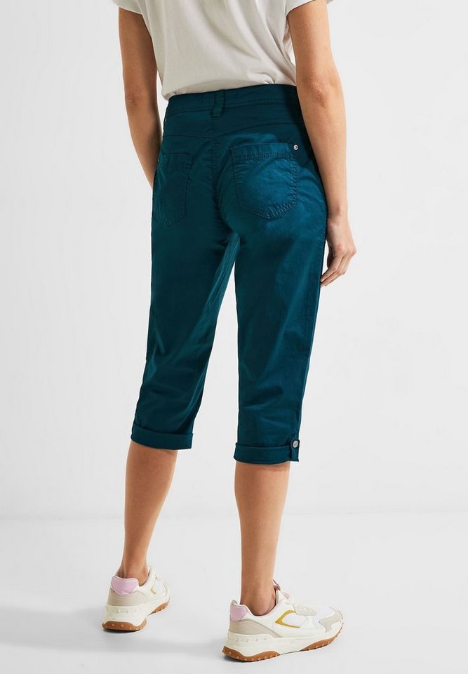 Cecil 3/4-Hose Cecil Casual Fit Papertouch Hose in Deep Lake Gree (1-tlg)  Nicht Vorhanden