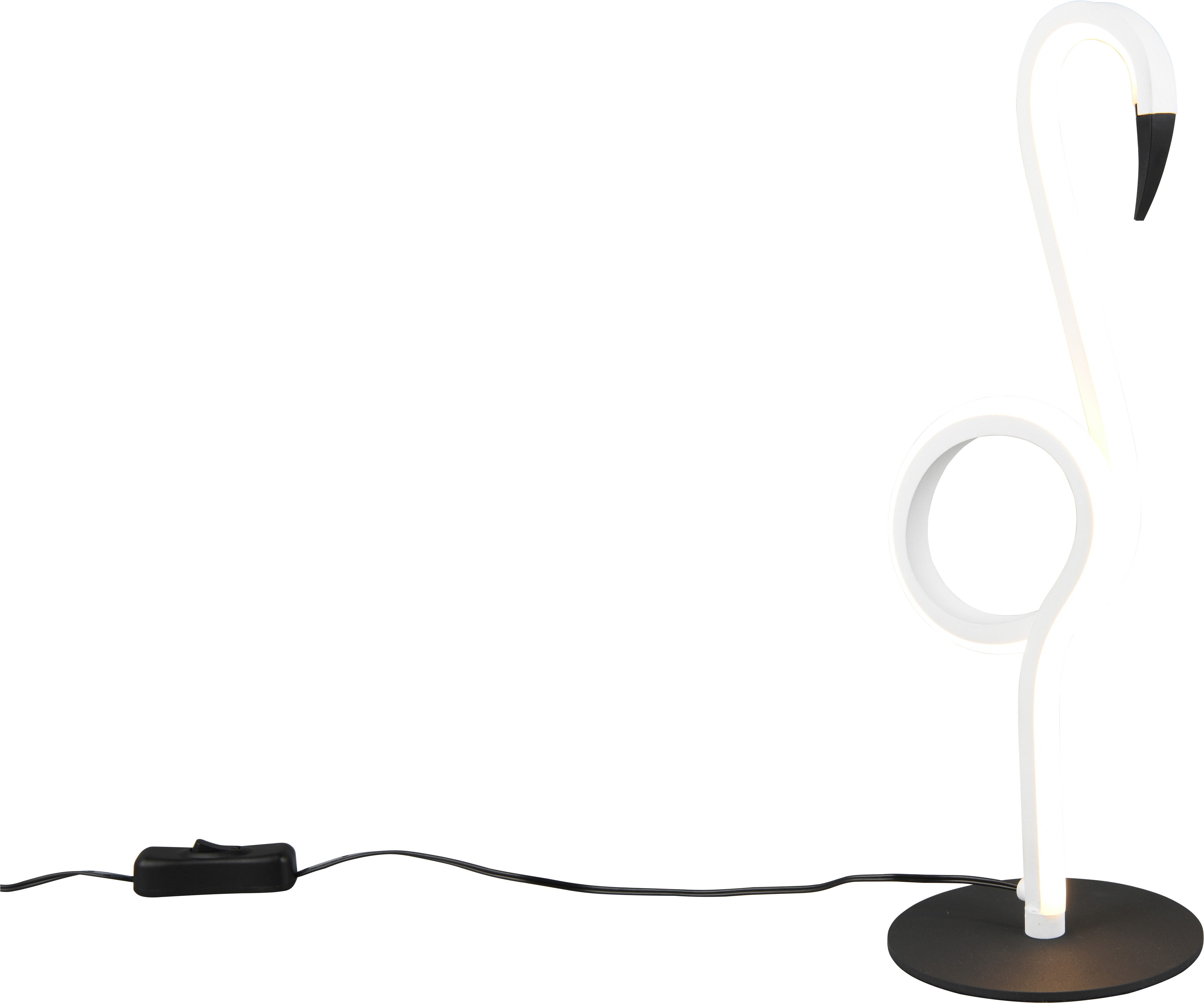 Reality Leuchten LED Tischleuchte INGO, LED Tischlampe in Flamingo Form, 6W 550 Lumen 300K warmweiß, Ein-/Ausschalter, LED fest integriert, Warmweiß, Flamingo Lampe mit Schnurschalter, Höhe 35 cm Ø 12 cm Tiefe 14,5 cm