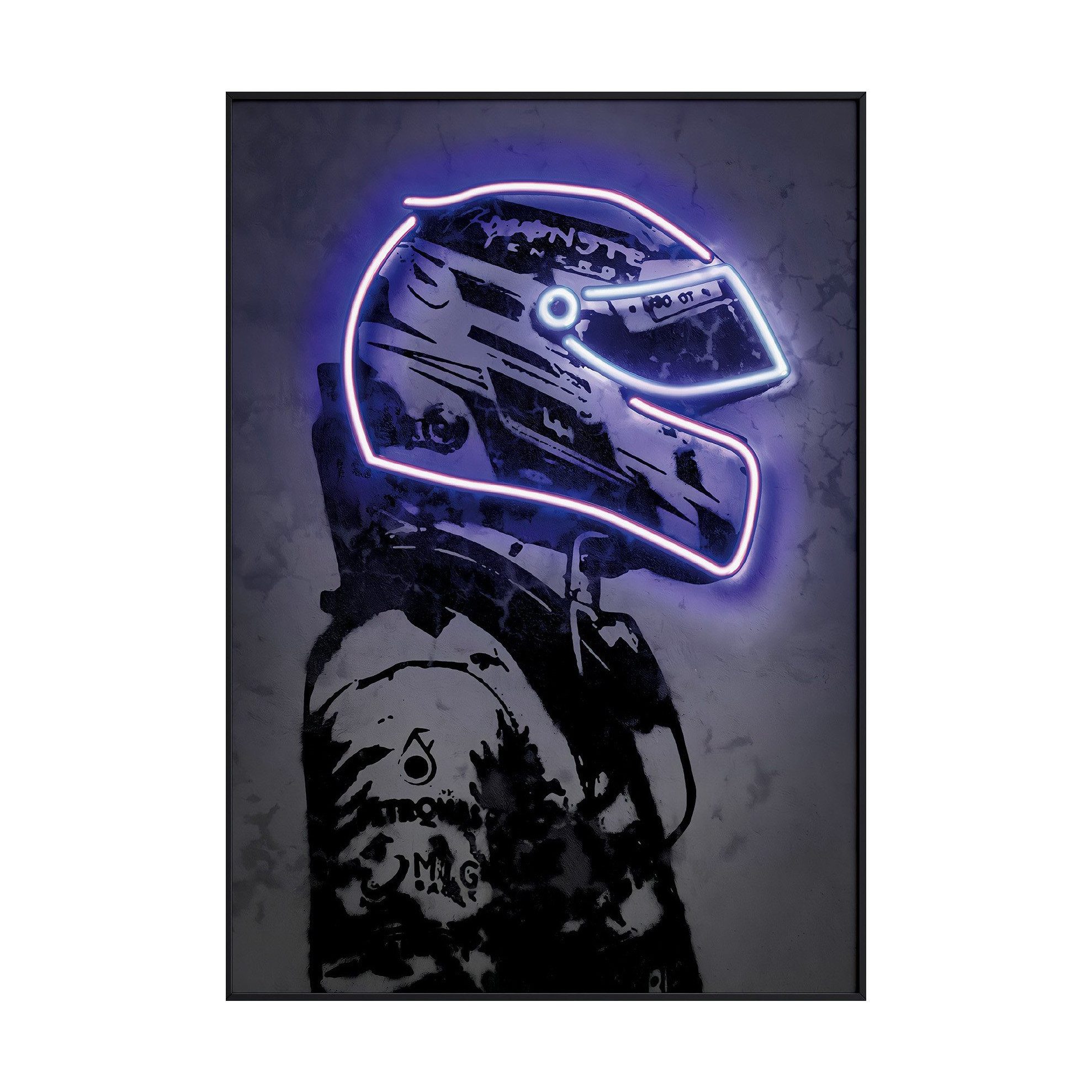 JUSTGOODMOOD Плакат Premium ® Formel 1 Rennfahrer Lila Neon Helm Плакат · ohne Rahmen