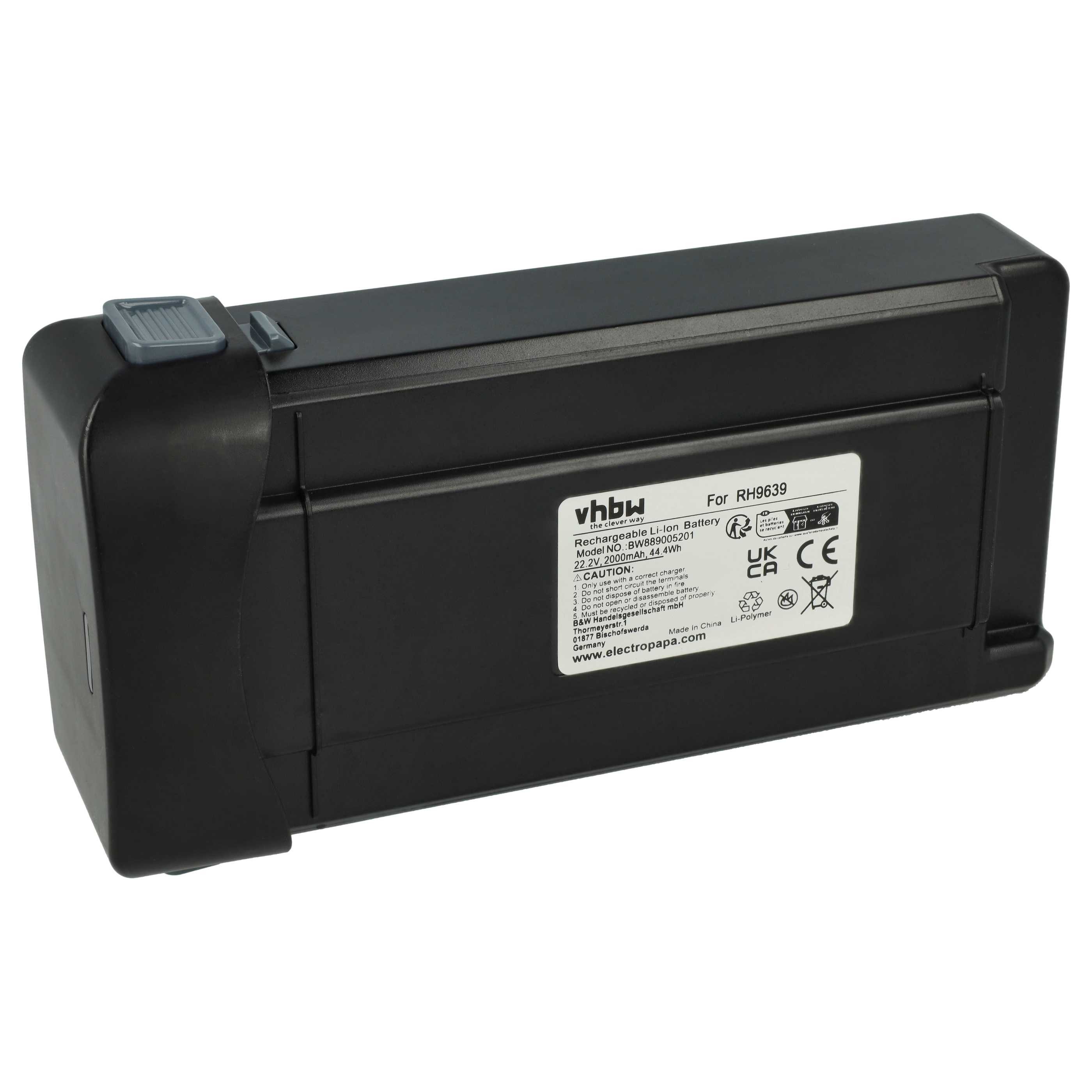 vhbw Ersatz für ZR307G01 für Staubsauger / Akku-Staubsauger Staubsauger-Akku Akku Li-Ion 2000 mAh (22,2 V, 1 St), Leistungsfähiger Austausch-Akku für Ihren Staubsauger