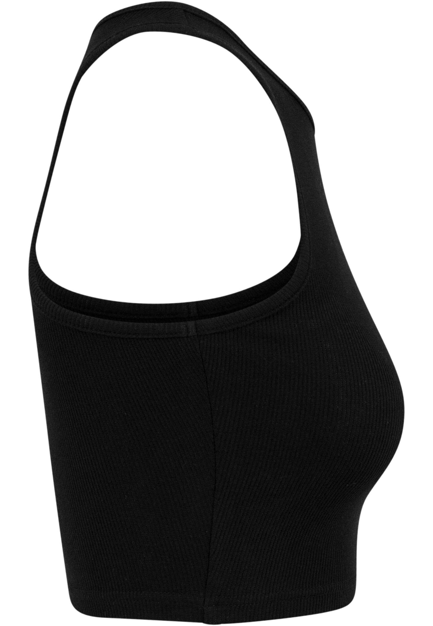 URBAN CLASSICS T-Shirt black Rib Damen Top Cropped (1-tlg) Ladies