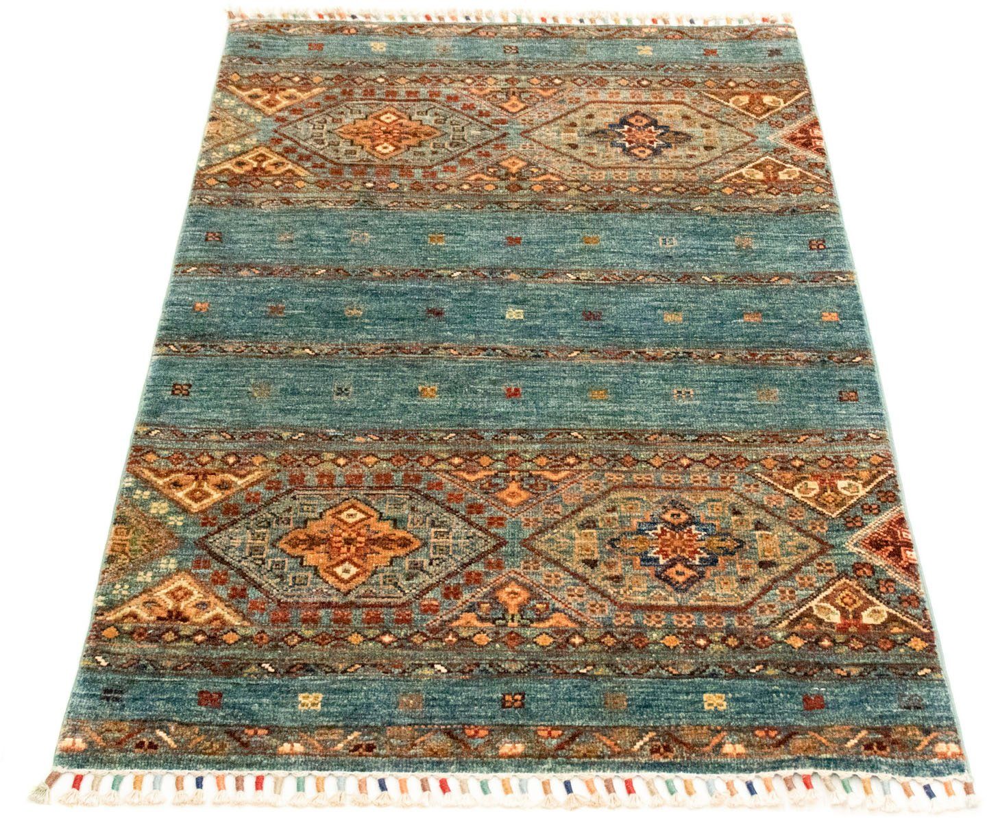 Wollteppich Ziegler Modern Teppich handgeknüpft blau, morgenland, rechteckig, Höhe: 8 mm, handgeknüpft