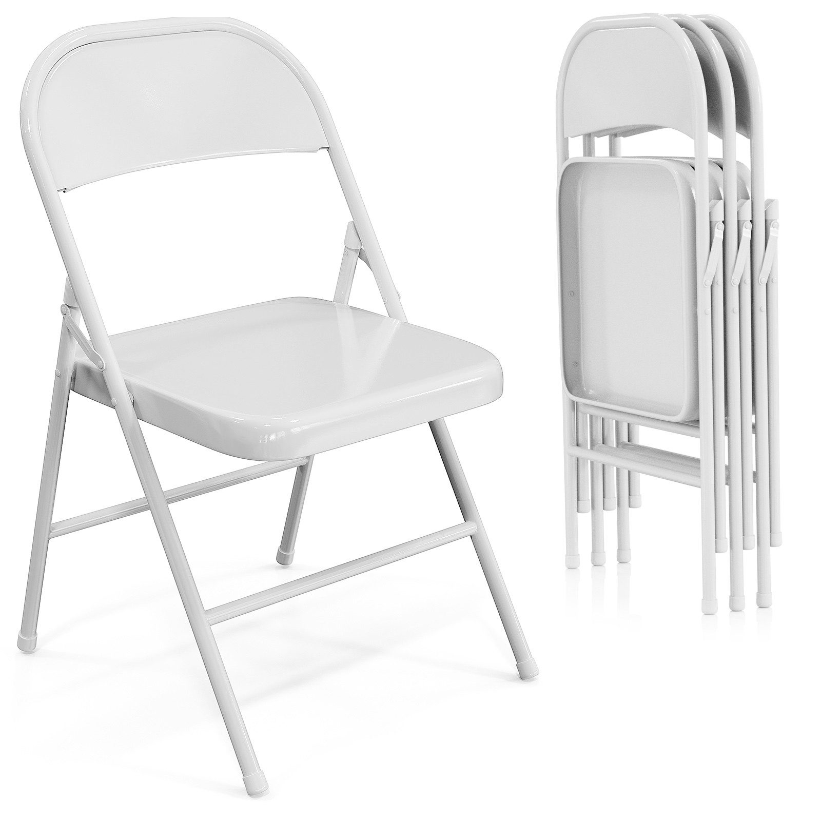 VINGLI Klappstuhl Metall 4er Set, Wetterbeständige Gartenstühle aus Eisen, bis 159 kg (4 St), für Balkon, Büro, Veranstaltungen & Party, Schwarz/Khaki/Weiß/Grau