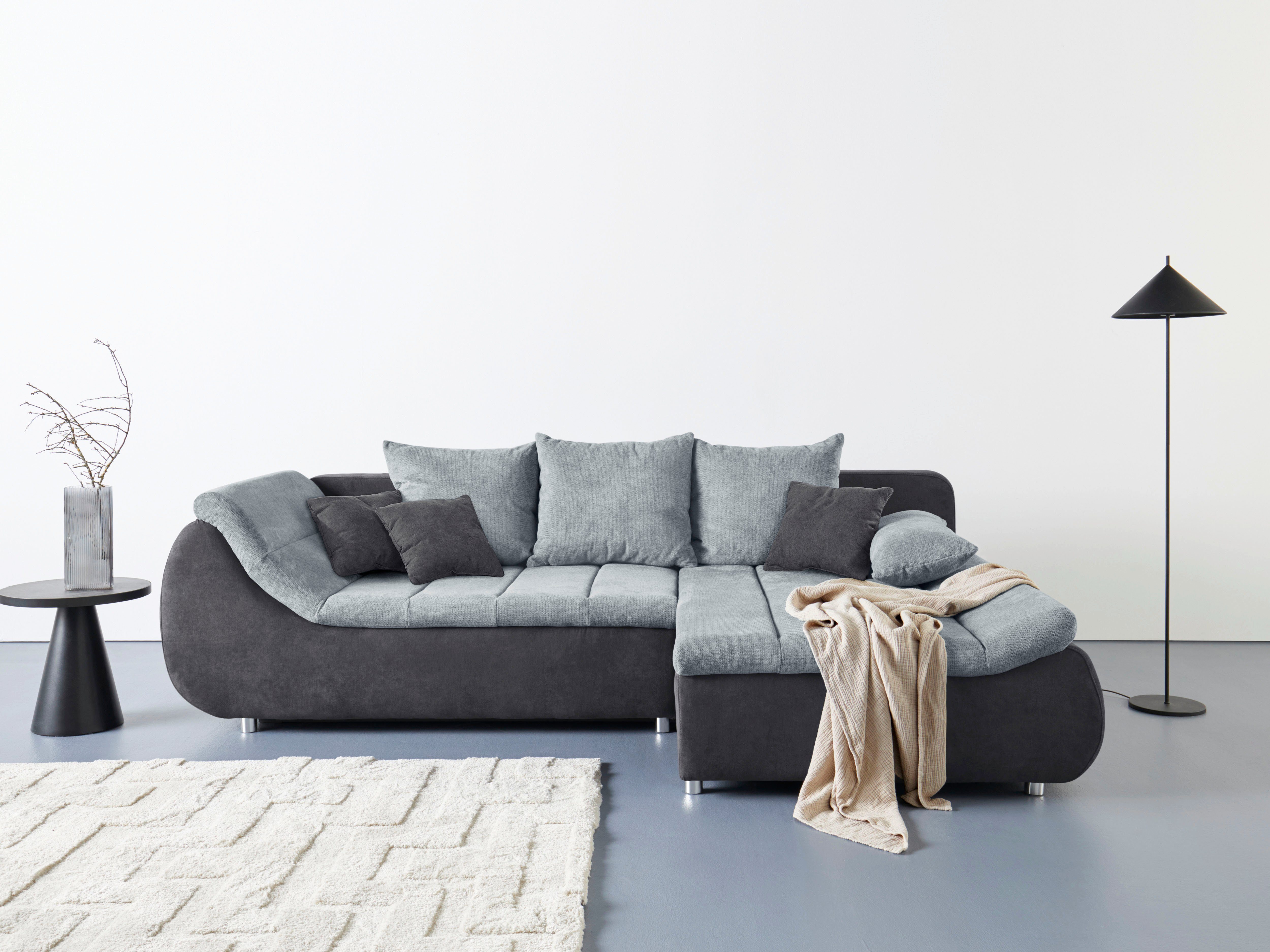 Home affaire Ecksofa Imola, elegant und modern, aktuelle Steppung im Sitz, bequem, L-Form, frei im Raum stellbar, wahlweise mit Bettfunktion und Bettkasten