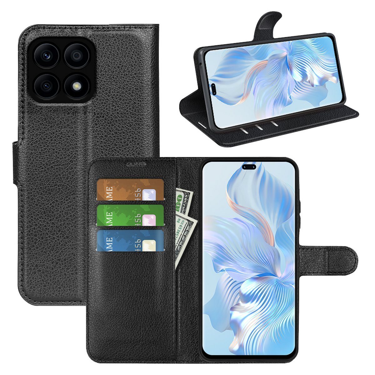 Wigento Smartphone-Hülle Für Honor X8b Kunst-Leder Book Wallet Schutz Handy Hülle Tasche Etui
