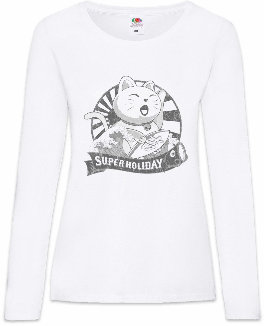 Langarmshirt Maneki Neko VII Damen Langarmshirt Cat Katze Winkekatze Maneki-Neko