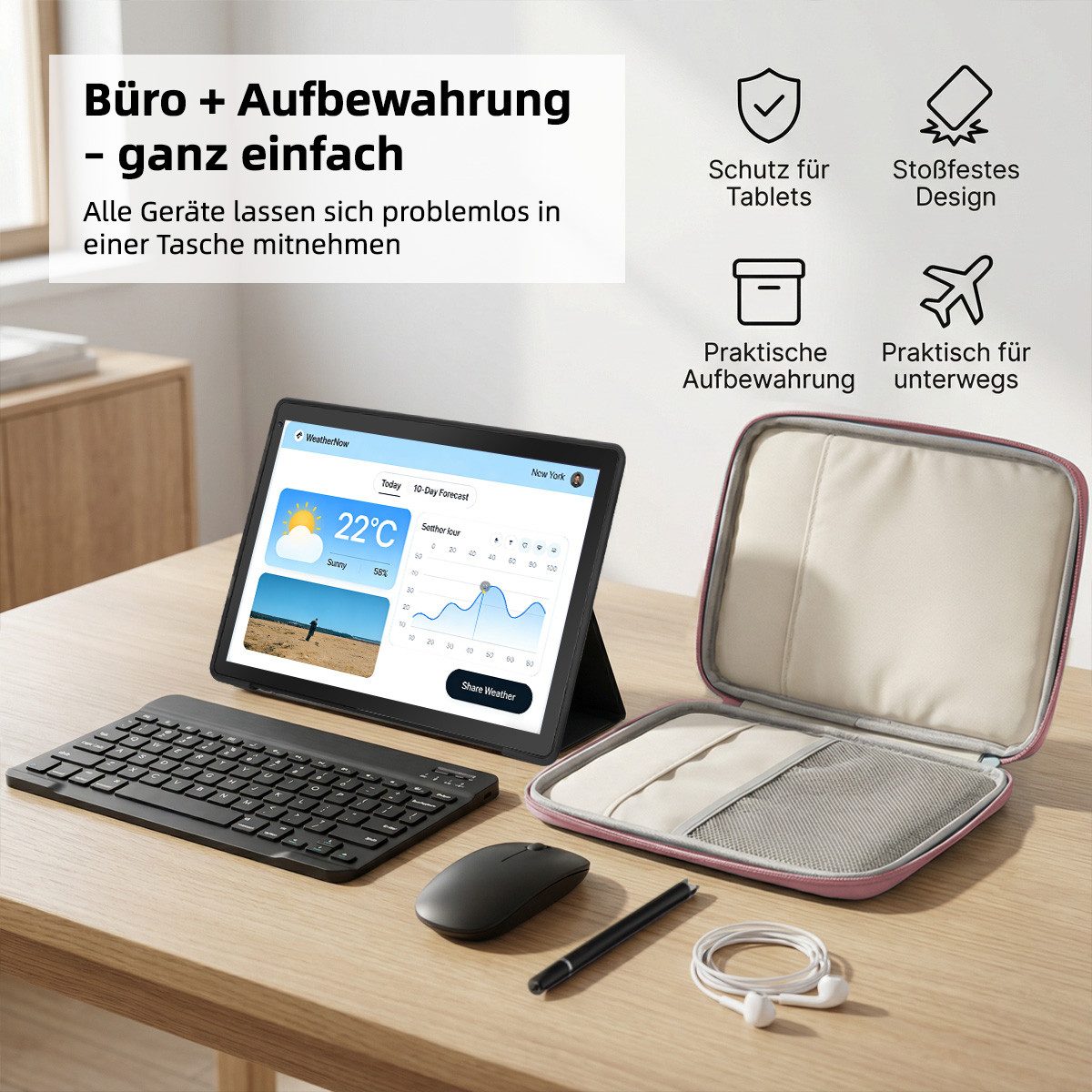 BUFO 10.1 Zoll Android, 4GB/6GB+128GB, 1280x800 HD, incl. Hülle Set Tablet (10", 128 GB, Android 16)