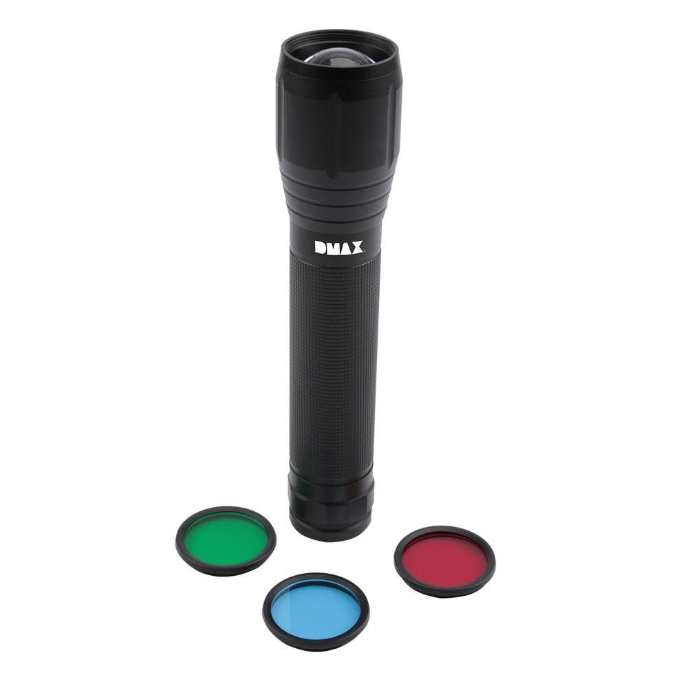 DMAX LED Taschenlampe TLG 901, 400 m Leuchtweite, 1500 Lumen, Rot, Grün, Blau