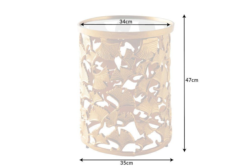 Design Glas Couchtisch Beistelltisch Aluminium 47cm gold LebensWohnArt HOJAS +