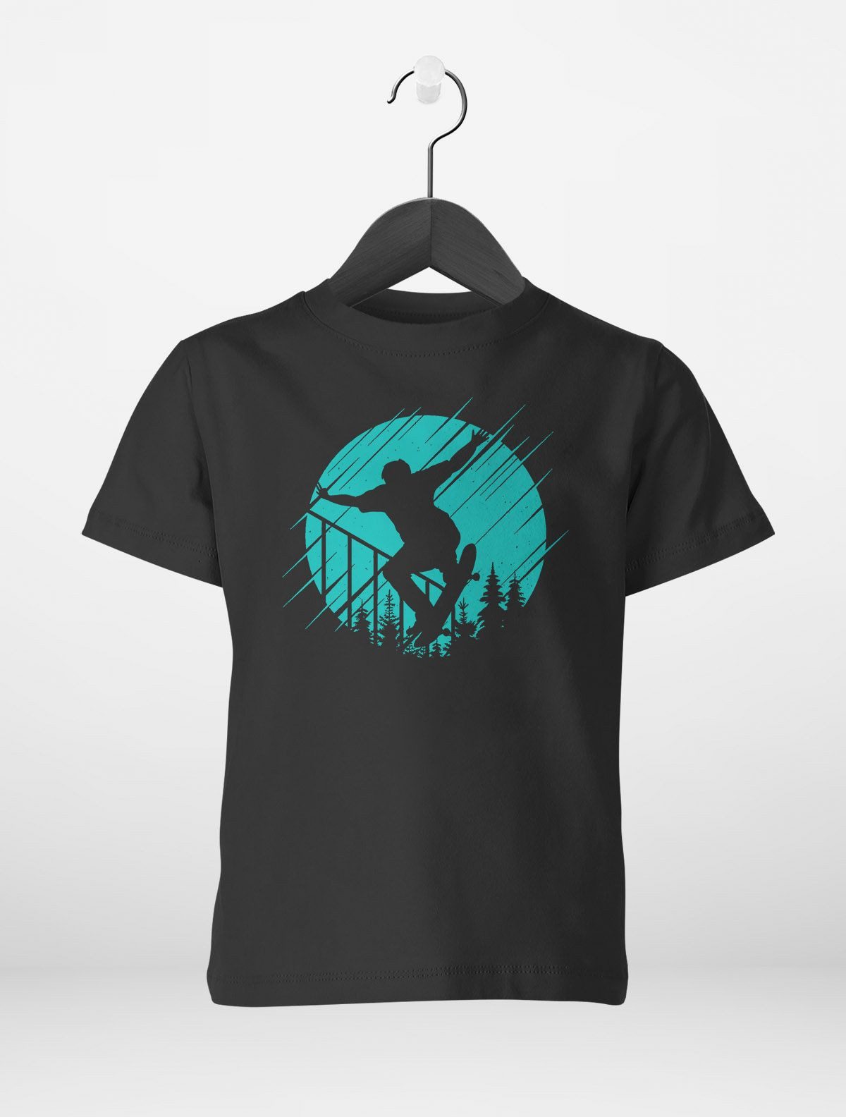 MoonWorks Print-Shirt Kinder T-Shirt Jungen Skateboard Motiv Skater Silhouette Geschenk für