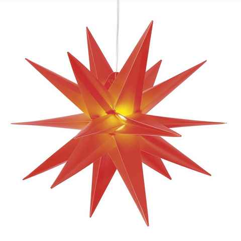 MARELIDA LED-Stern für außen LED Stern 3D Leuchtstern outdoor 30cm hängend Timer Batterie für Außen, LED Classic, warmweiß (2100K bis 3000K)