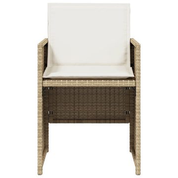 vidaXL Gartenstuhl Gartenstühle mit Kissen 4 Stk. Beige Poly Rattan