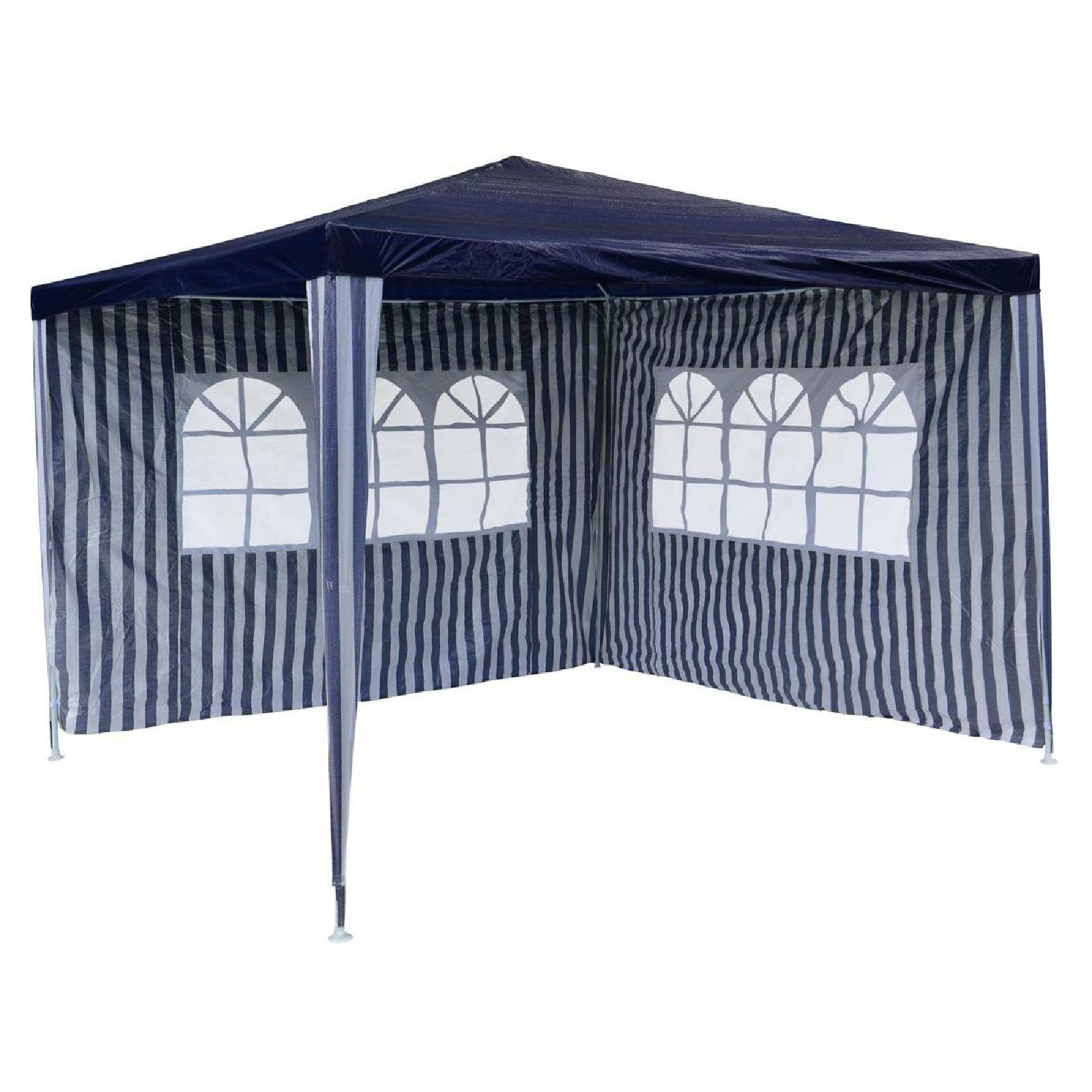 Faltpavillon Pavillon 3x3 m mit Seitenfenstern, Blau