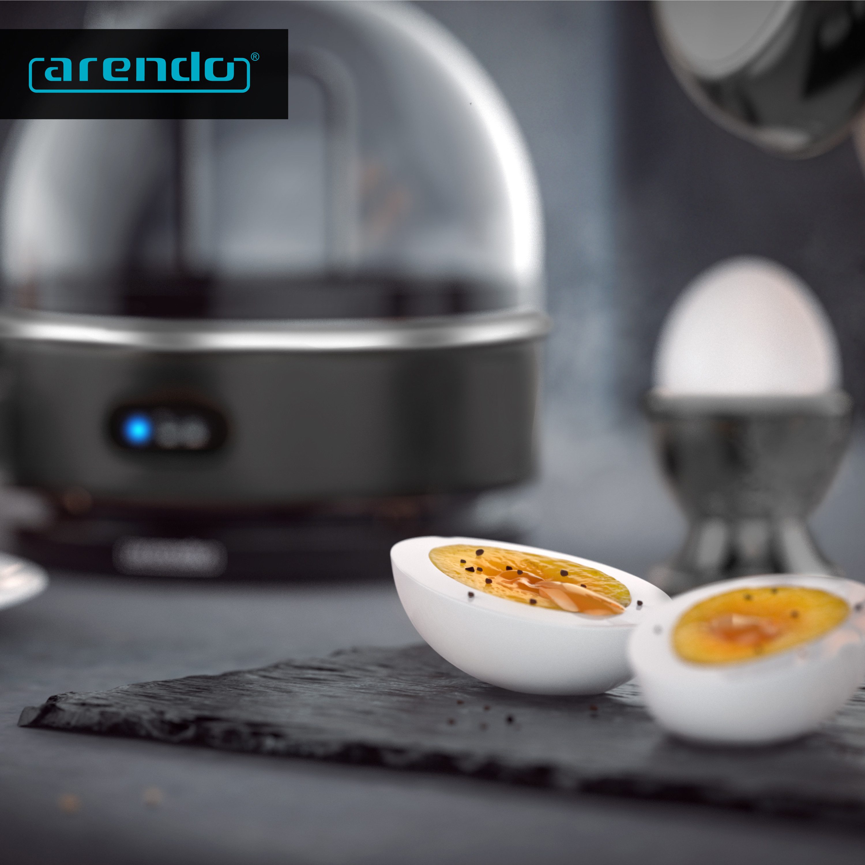Arendo Eierkocher, Anzahl Eier: 7 St., 400 W, 7-fach, Edelstahl, Warmhaltefunktion, Härtegrad einstellbar für 7 Eier