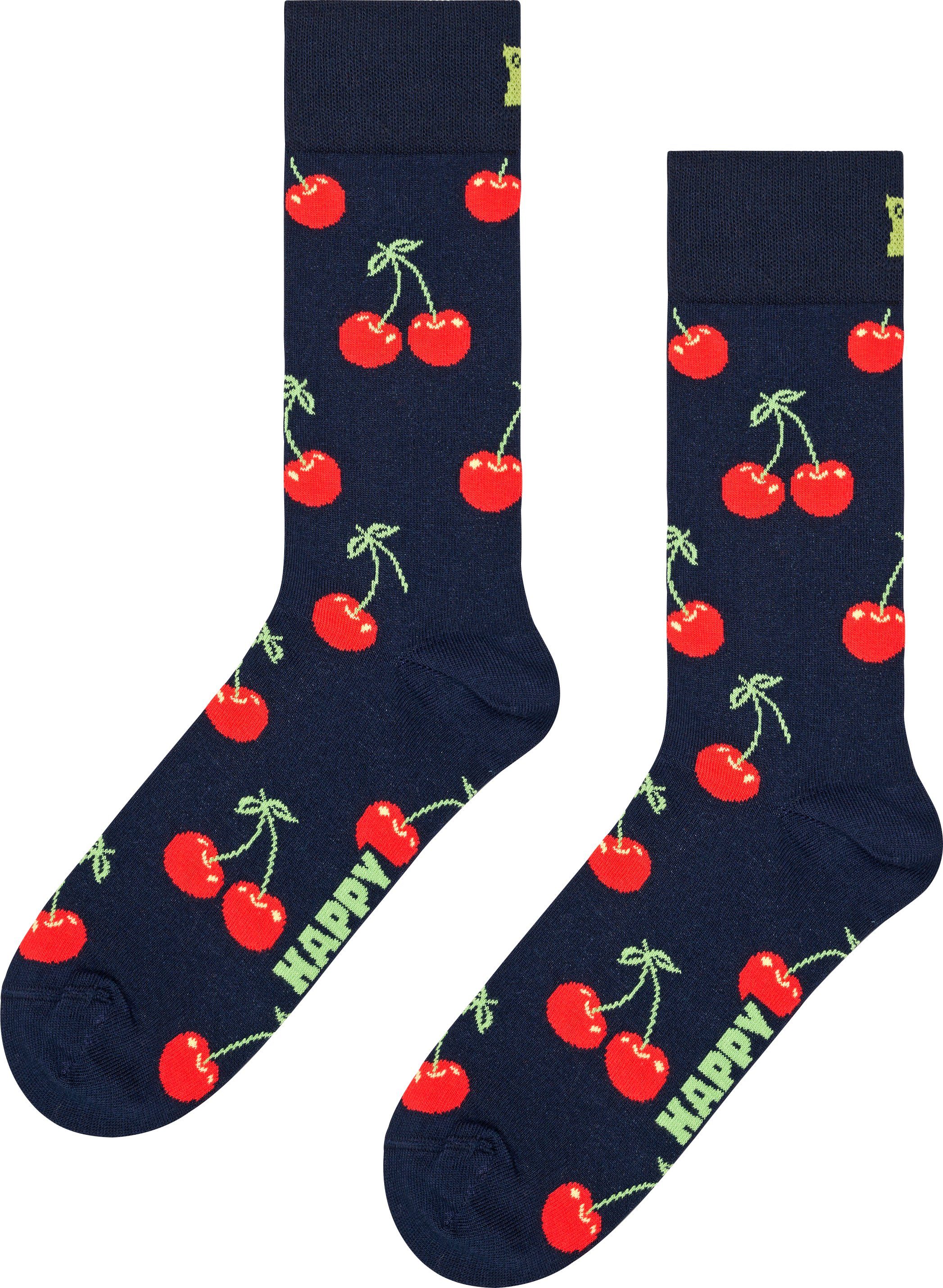 (2-Paar) Stripe Socks & Cherry Socks Happy Socken
