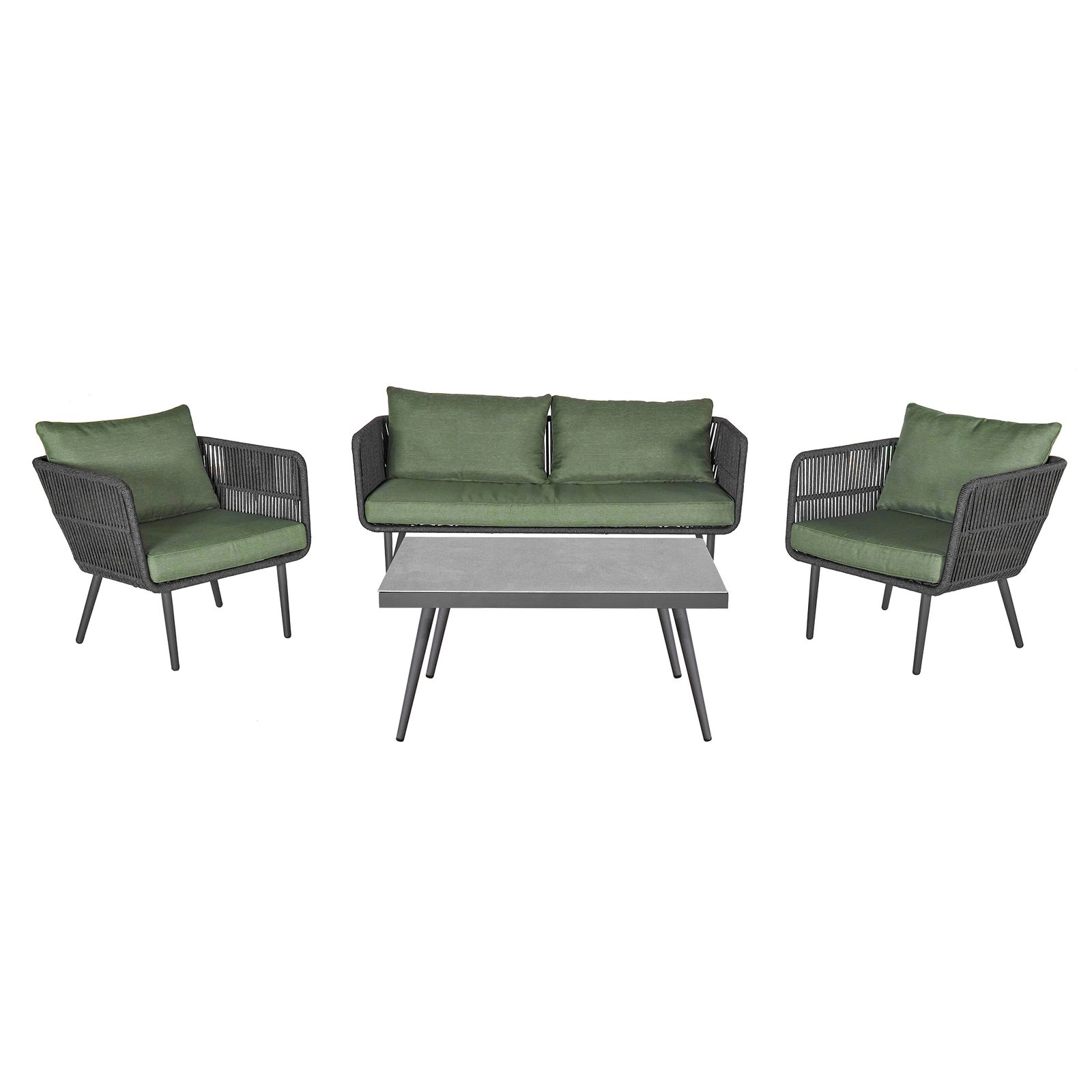 L.C. Wholesaler GmbH Gartenlounge-Set SAIGON, UV-beständig, wetterbeständig, mit Armlehnen, rostfrei