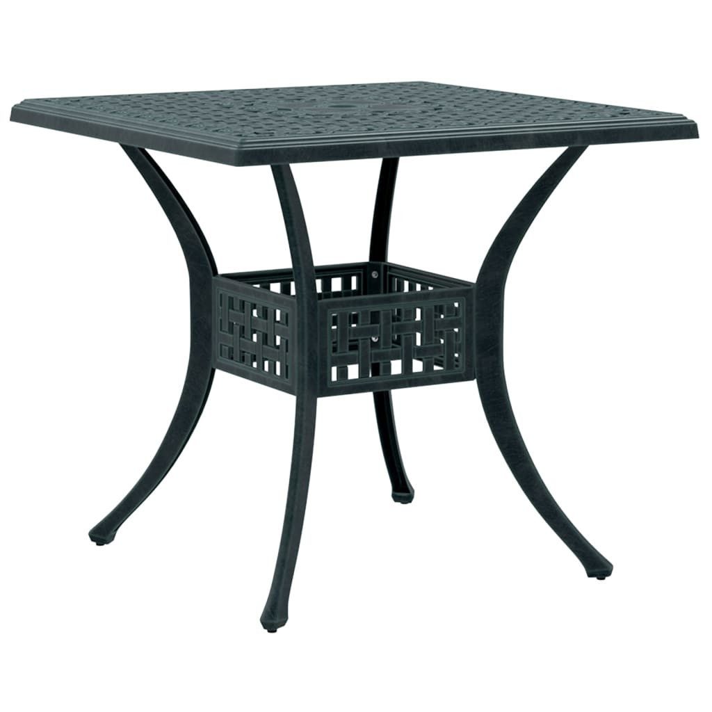 furnicato Gartentisch Stylischer 80 x 80 x 75 cm in Grün (1-St), Korrosionsbeständiger Outdoor-Tisch mit integriertem Schirmloch