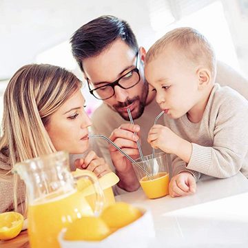 M Trinkhalme aus Edelstahl, nachhaltig, wiederverwendbar und umweltfreundlich, (12-tlg., 10 gerade, 2 Reinigungsbürsten + Aufbewahrungsbeutel gratis), mit ø6mm auch für Cocktails geeignet