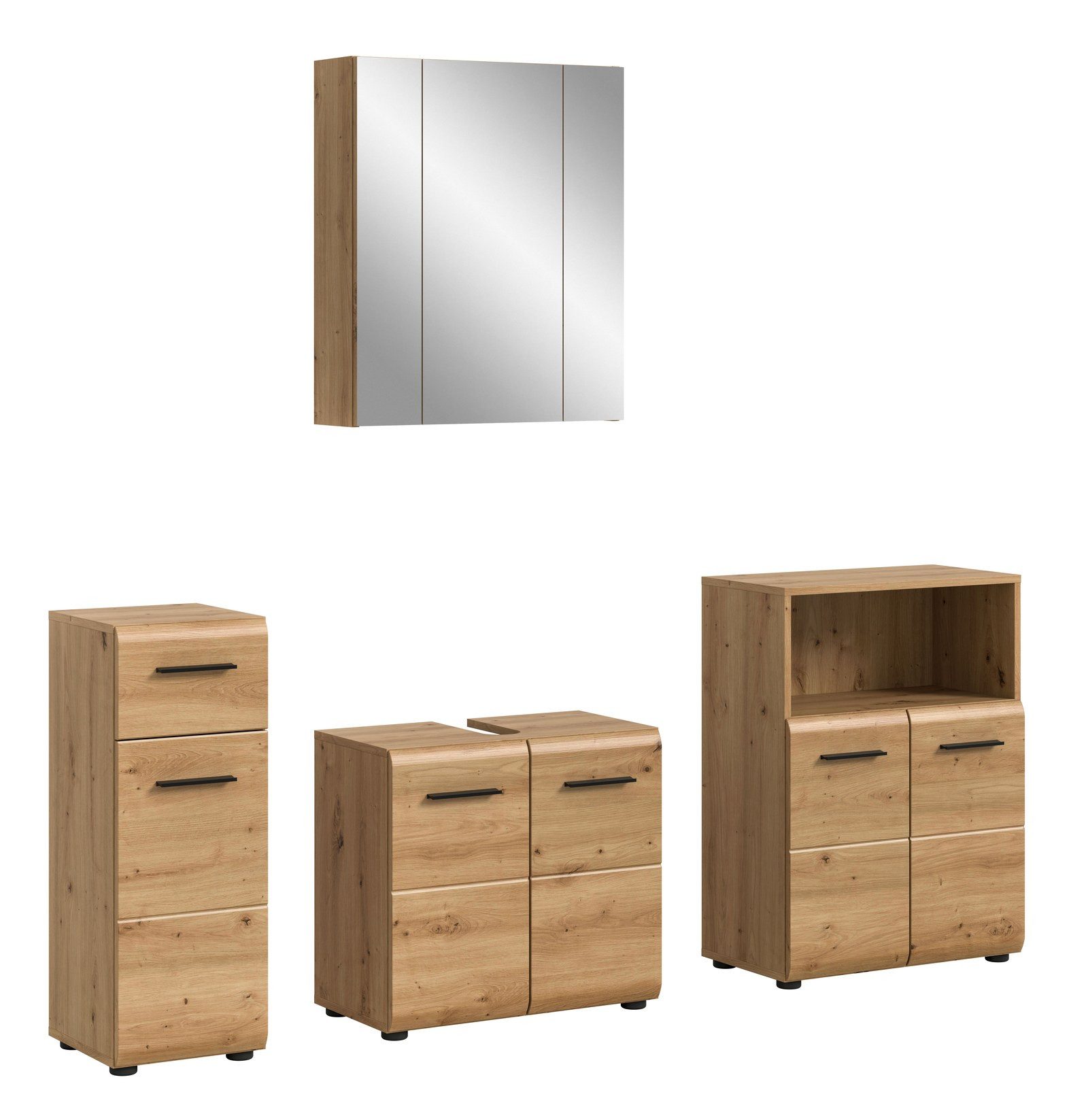 Aileenstore Badmöbel-Set ARCTIC, (4-St), 180 cm Breite, Holz, 4-teilig
