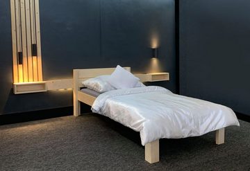 LIEGEWERK Massivholzbett Bett Designbett mit Kopfteil Massivholz Holzbett Bettgestell Holz