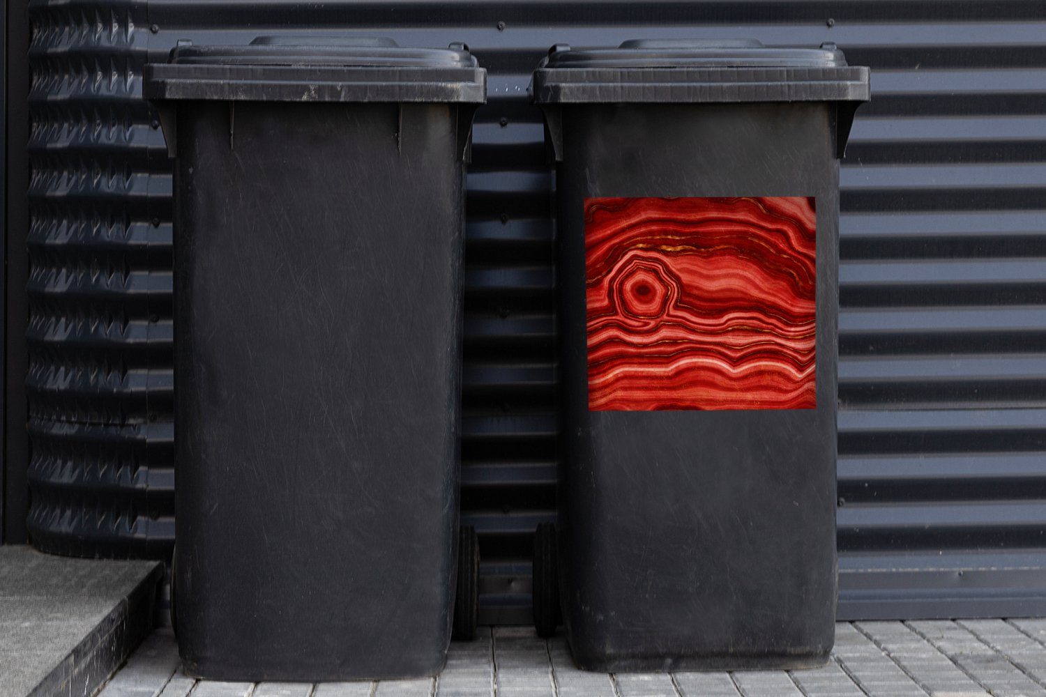 Abfalbehälter St), (1 - Rot Edelsteine Achat Mülltonne, MuchoWow Mülleimer-aufkleber, Container, Sticker, - Wandsticker