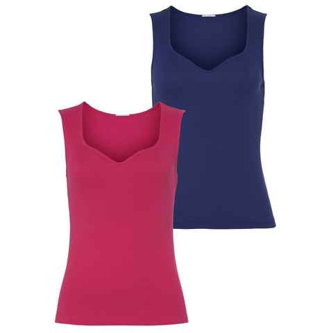 Vivance Shirttop (2er-Pack) mit herzförmigen Dekolleté